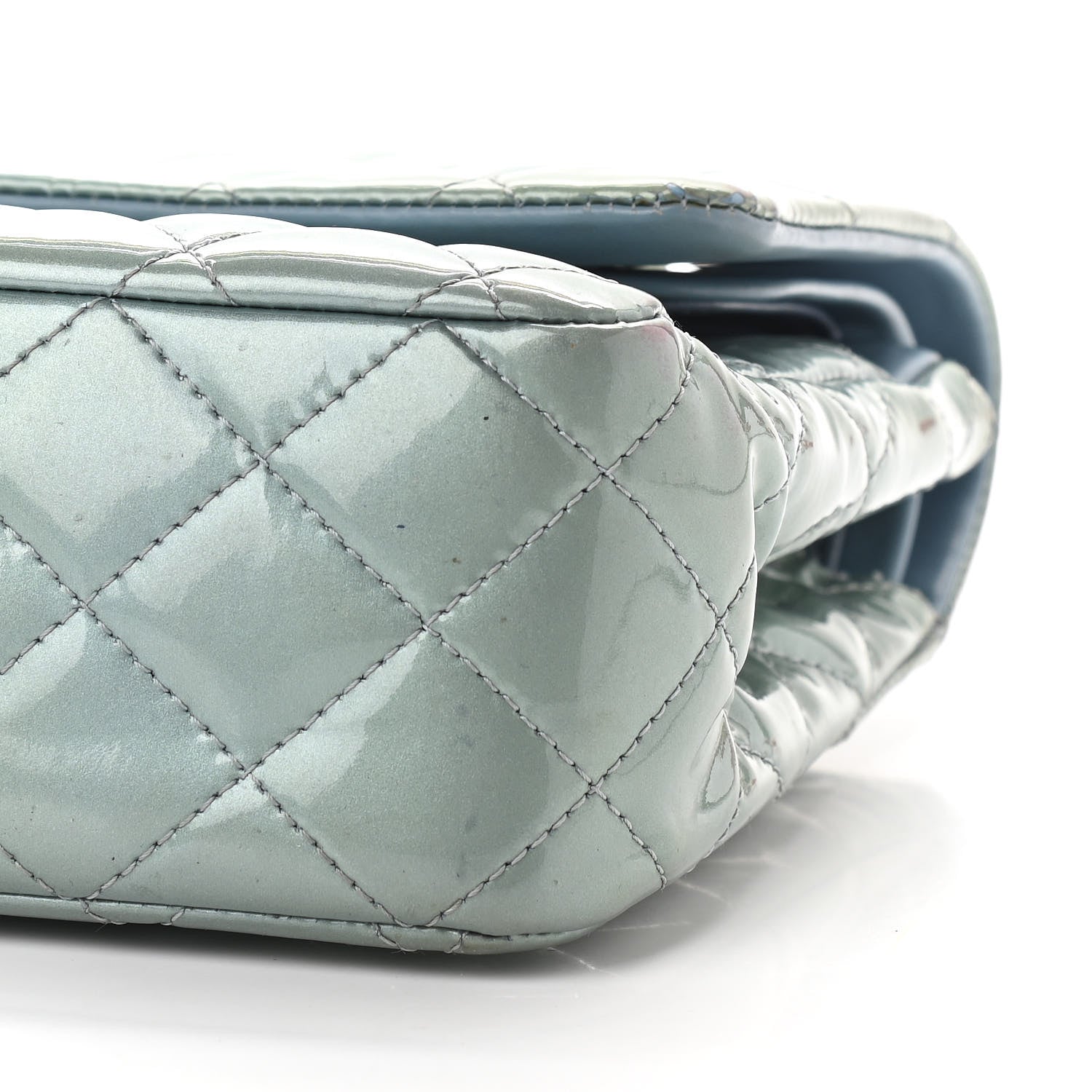 Chanel Patent Calfskin Quilted Medium Double Flap Turquoise 9 of 17