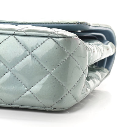 Chanel Patent Calfskin Quilted Medium Double Flap Turquoise 9 of 17