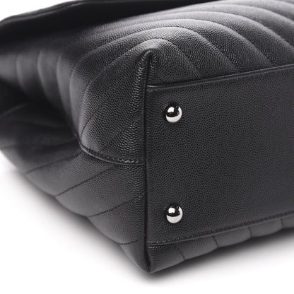 Chanel Caviar Chevron Quilted Medium Coco Handle Flap Black 10 of 13