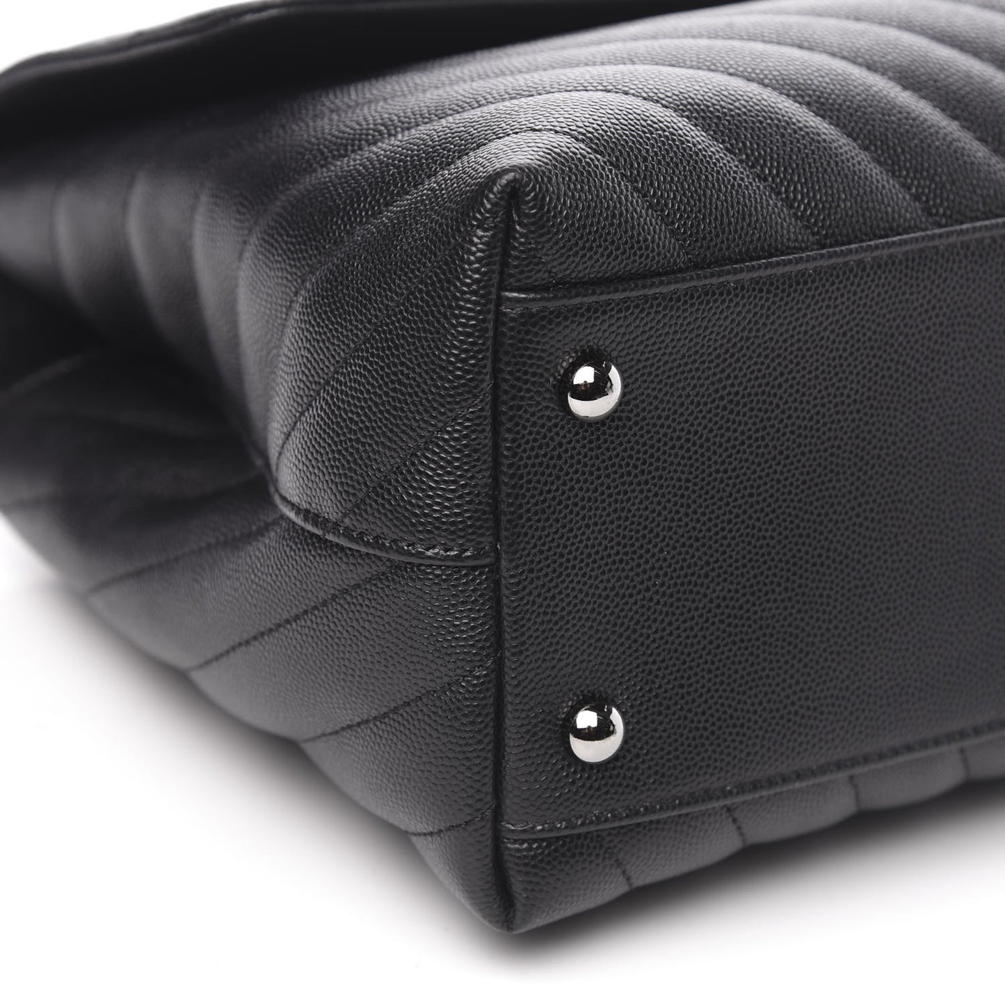 Caviar Chevron Quilted Medium Coco Handle Flap Black