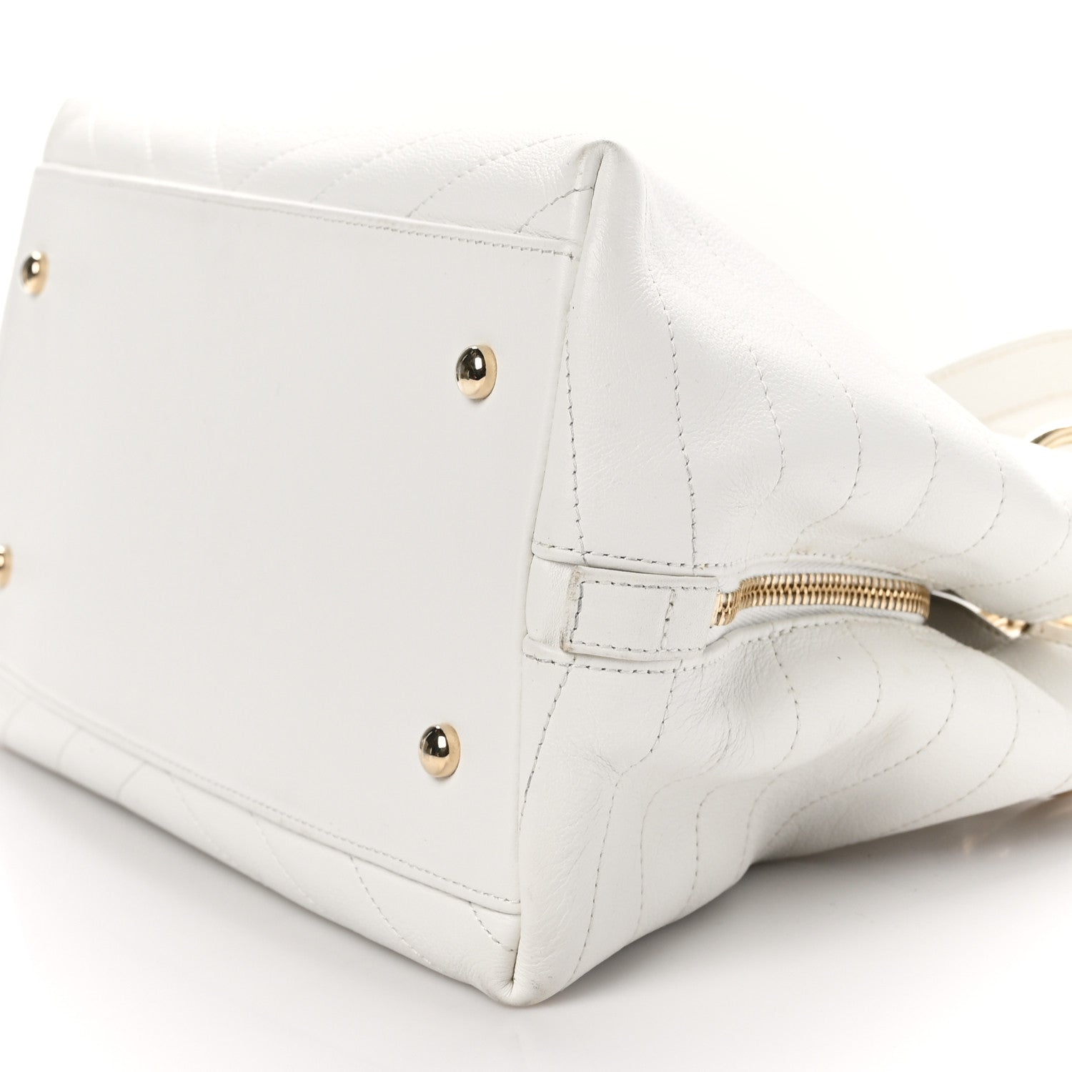 Chanel Calfskin Stitched Large Chevron Chic Shopping Bag White 12 of 12