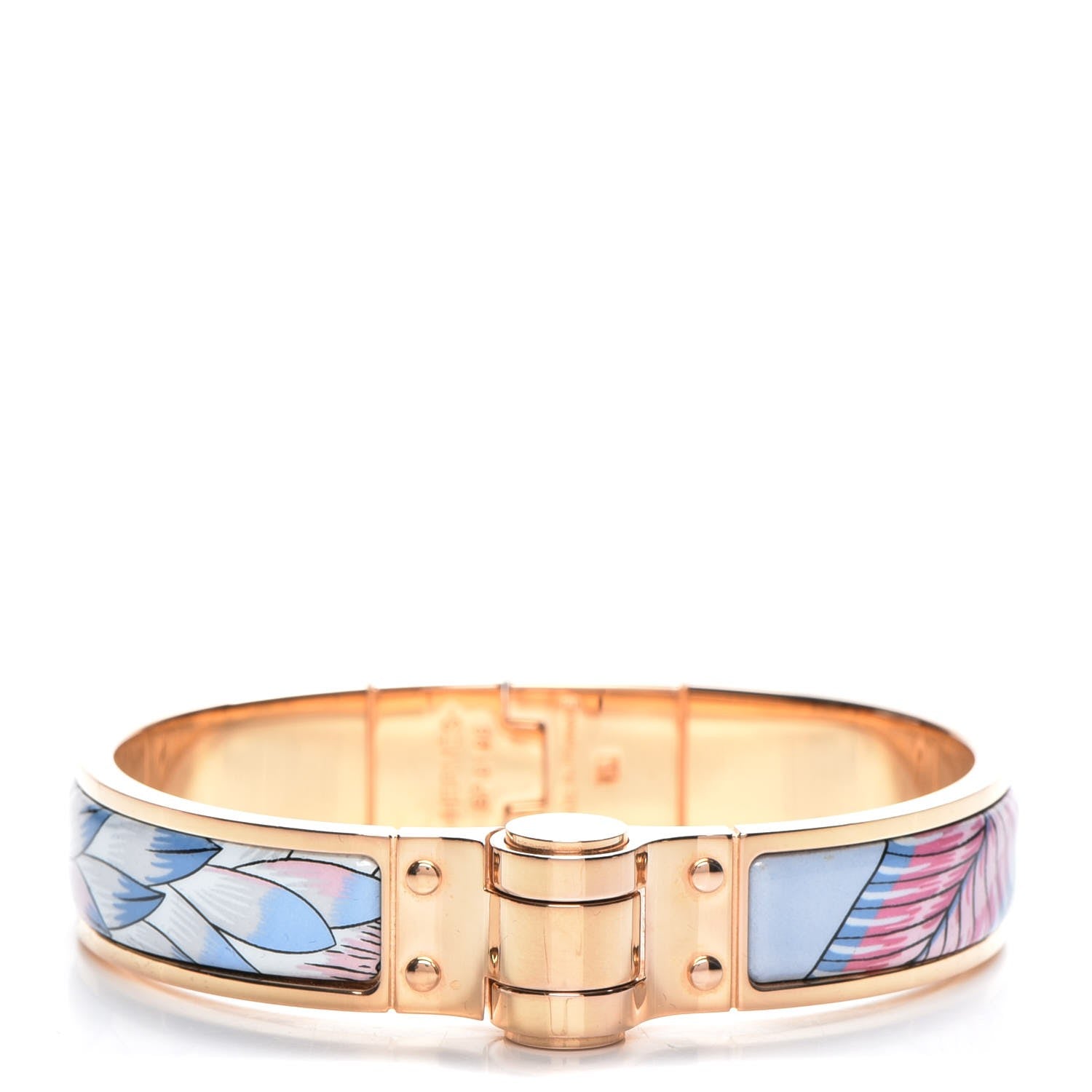Hermes Enamel Printed Narrow Savana Dance Hinged Bracelet S Arts And Crafts 1 of 6