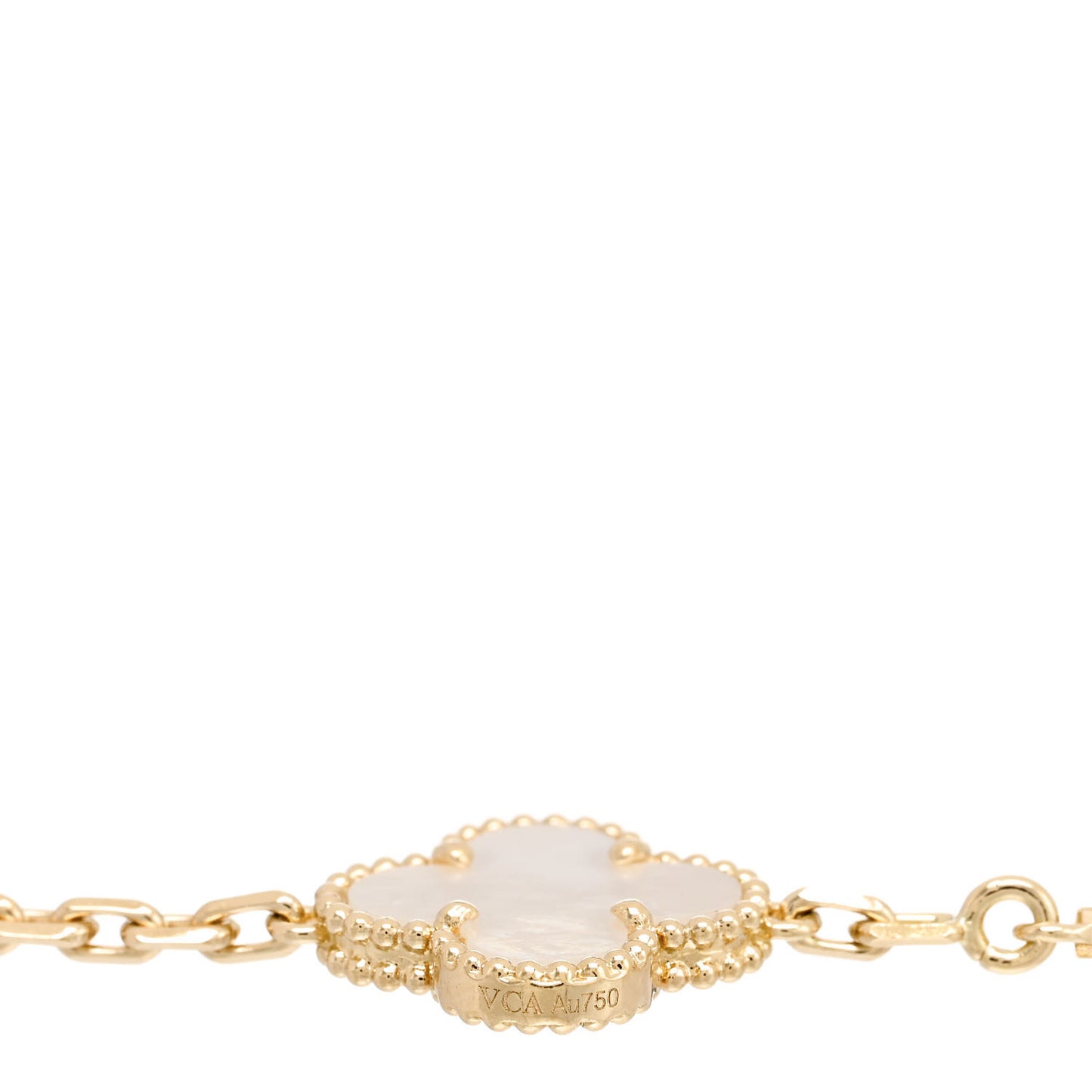 18K Yellow Gold Mother of Pearl 5 Motifs Vintage Alhambra Bracelet