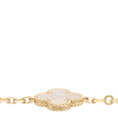 Van Cleef & Arpels 18K Yellow Gold Mother of Pearl 5 Motifs Vintage Alhambra Bracelet 3 of 4