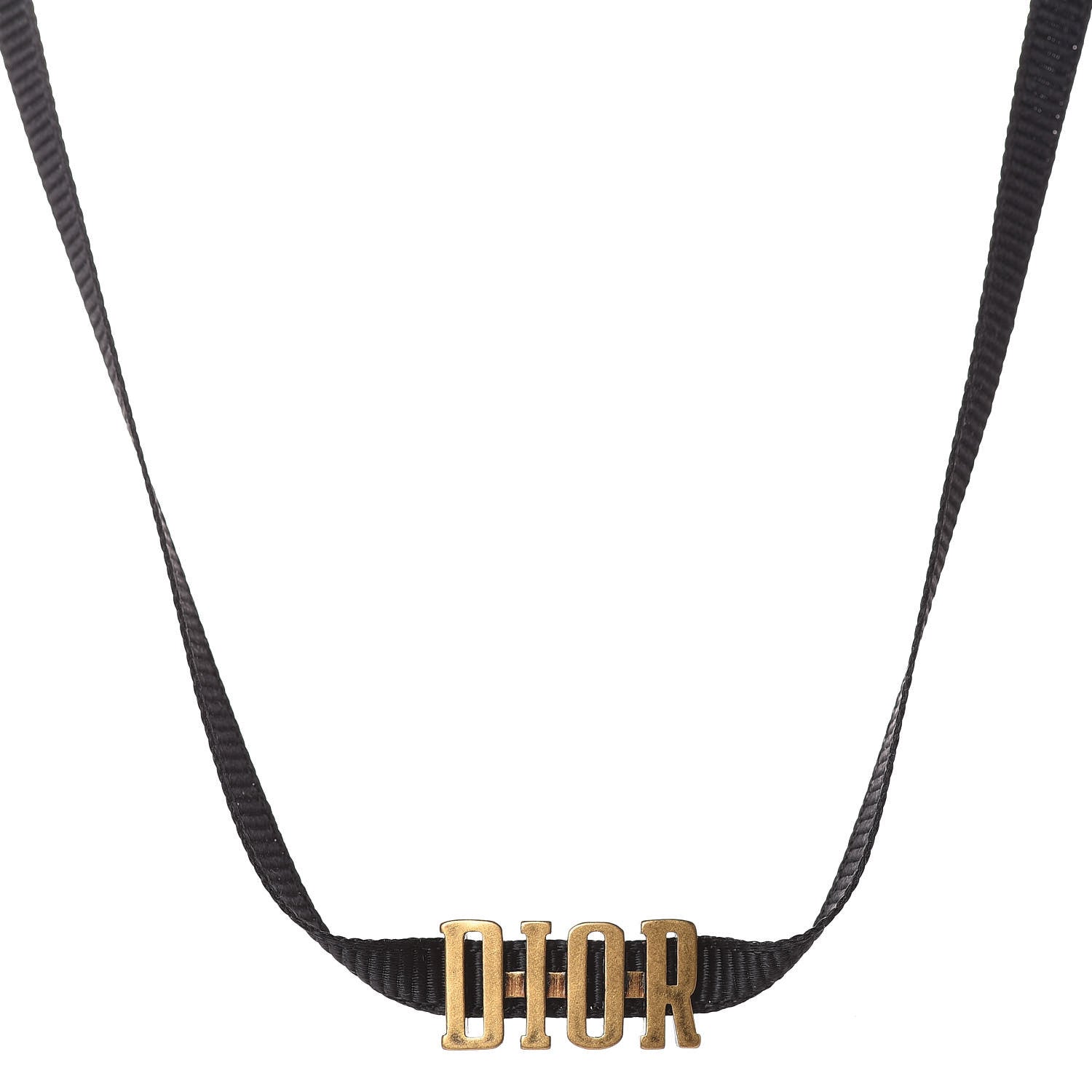 Christian Dior Grosgrain Ribbon Dior Logo Choker Necklace Black 1 of 5