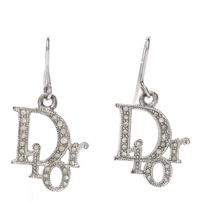 Christian Dior Crystal Logo Earrings Silver 1 of 5