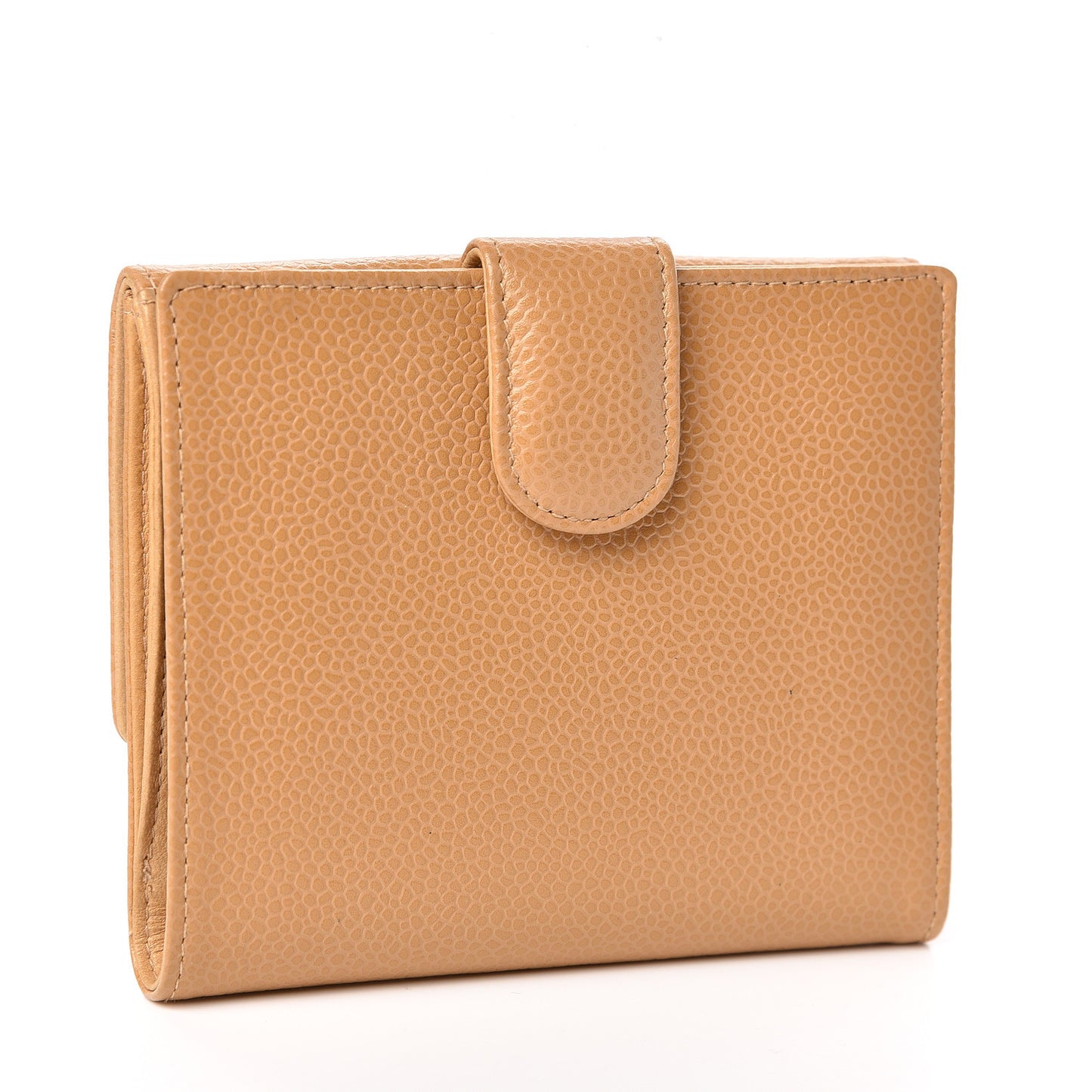 Caviar Timeless CC Compact French Wallet Beige