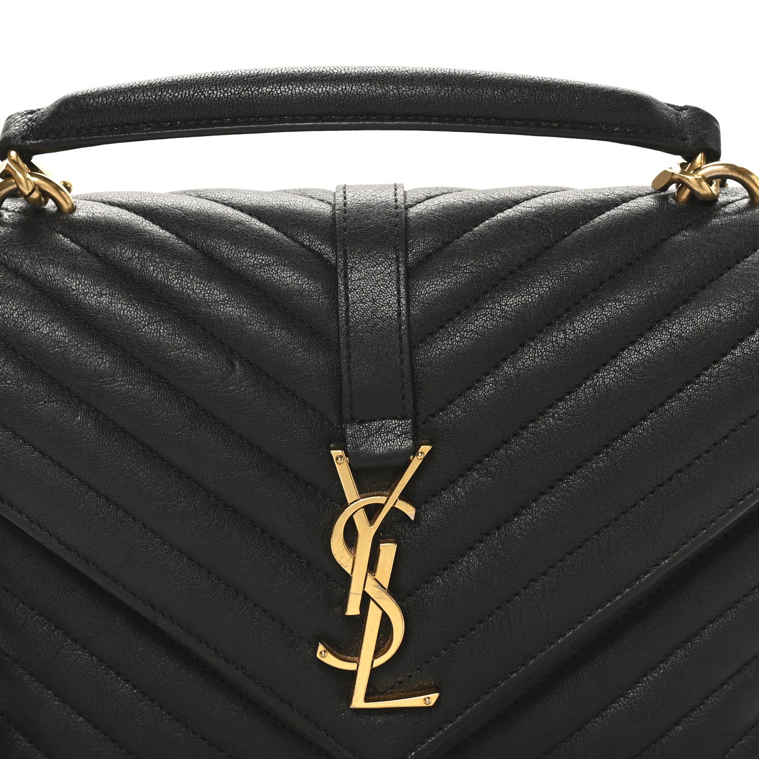 Saint Laurent Sheepskin Matelasse Chevron Monogram Medium College Bag Black 8 of 10