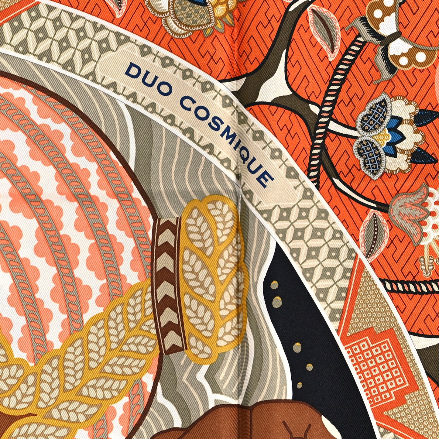 Silk Twill Duo Cosmique Scarf 90 Vert Black Corail