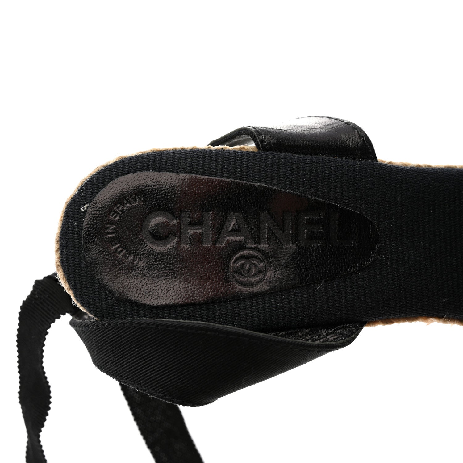 Chanel Grosgrain Camellia Espadrille Wedges 37 Black 6 of 8
