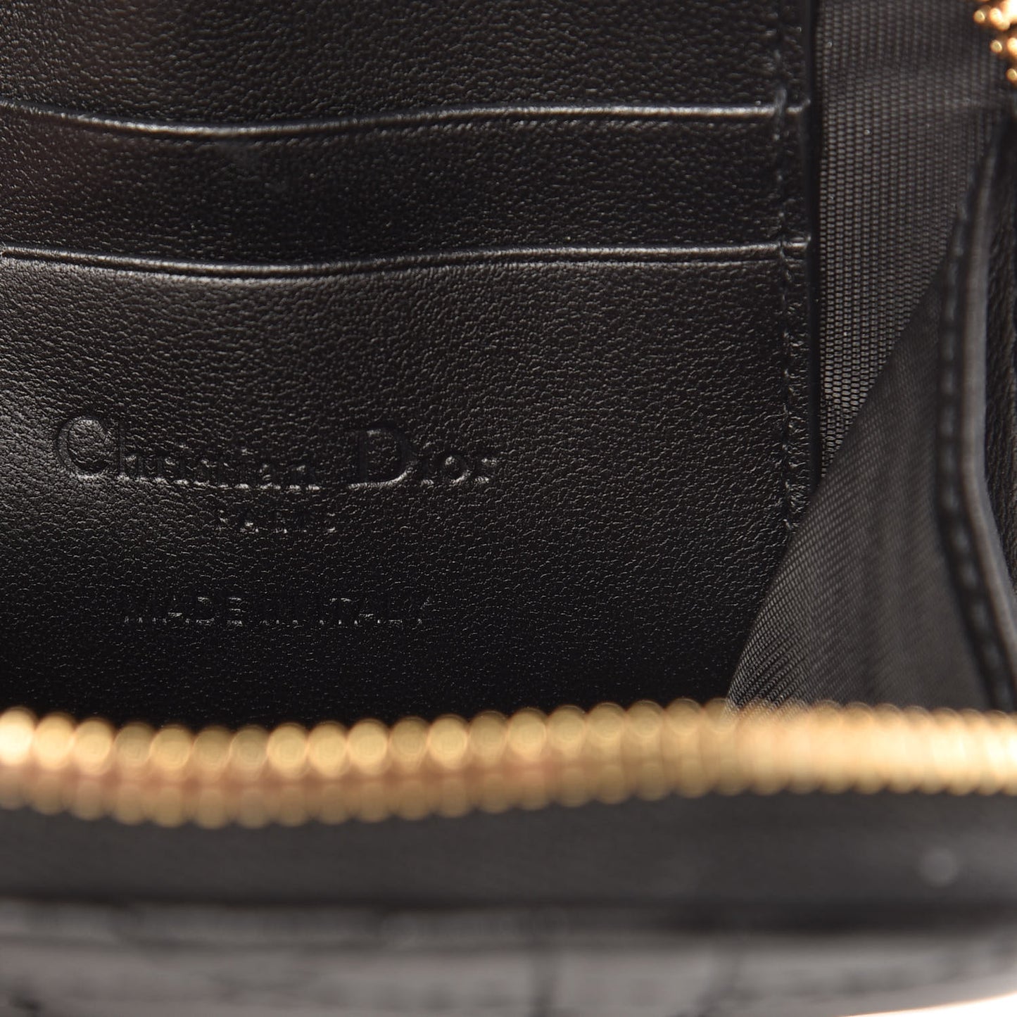 Lambskin Cannage Lady Dior Phone Holder Black