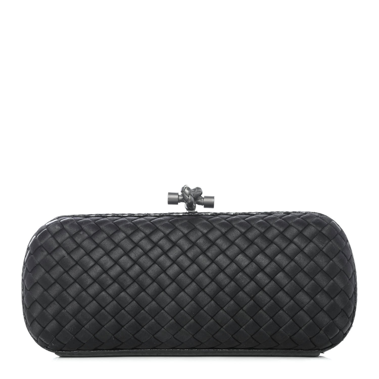 Bottega Veneta Satin Ayers Intreccio Impero Stretch Knot Clutch Black 1 of 4
