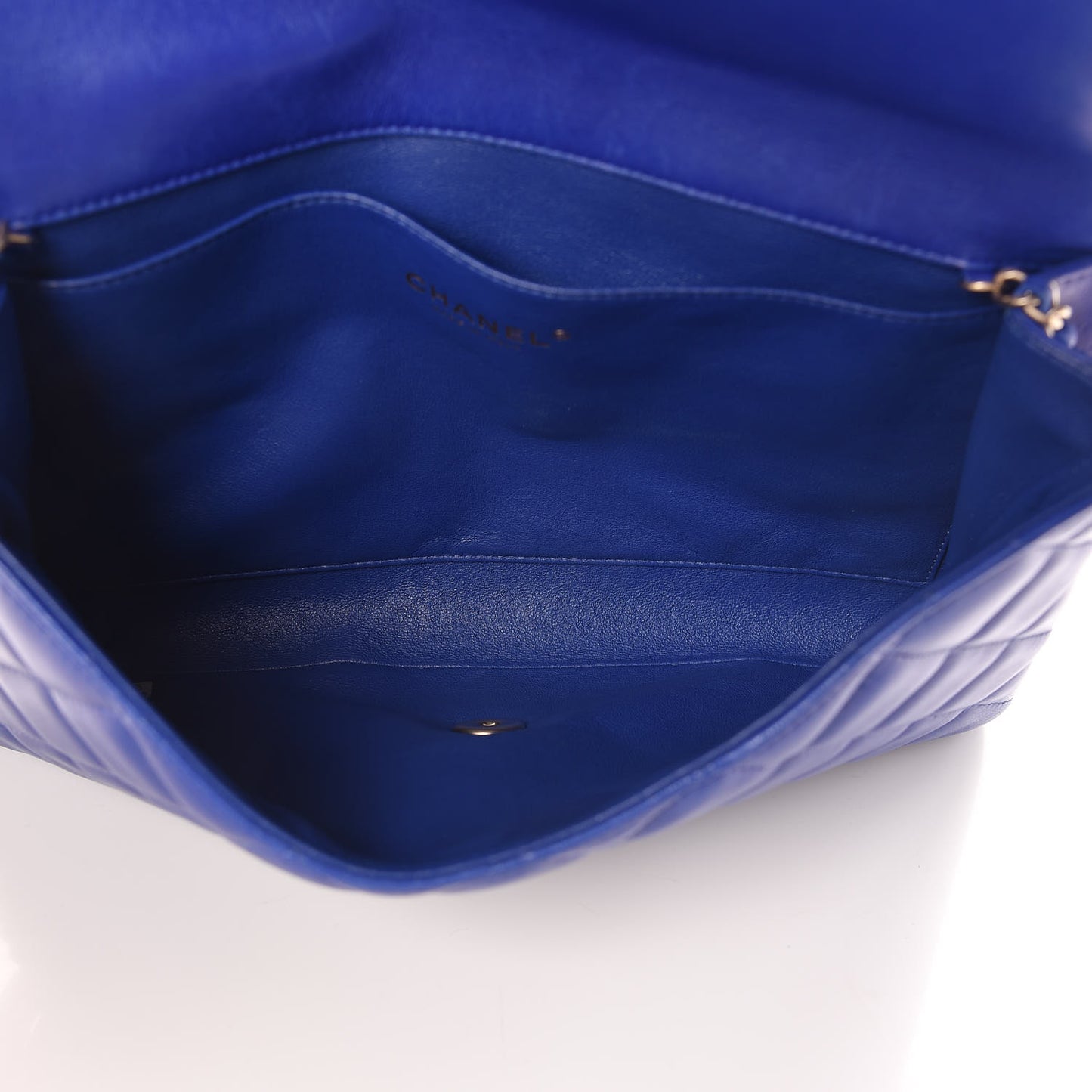 Lambskin Quilted Clutch With Chain Flap Blue
