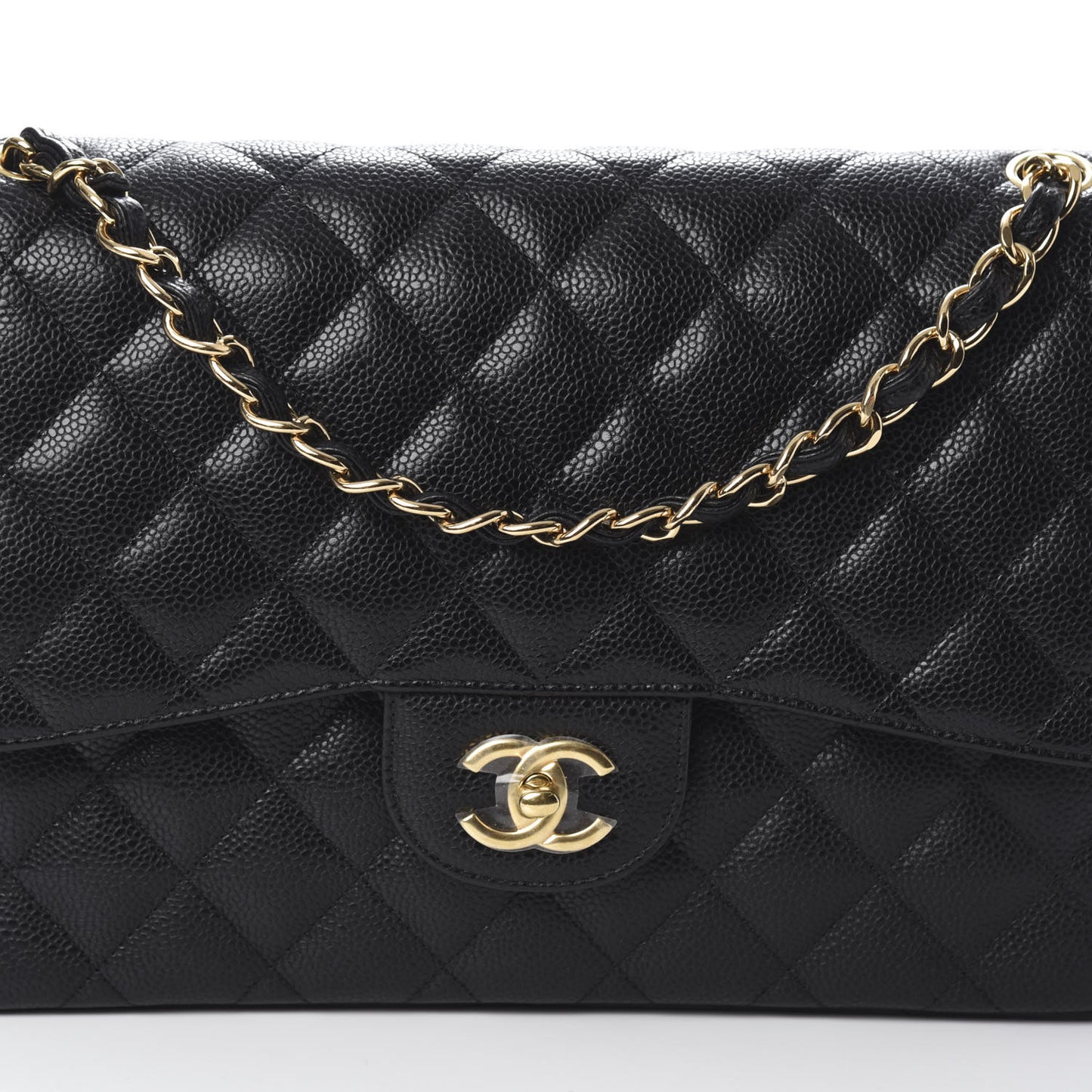 Caviar Quilted Jumbo Double Flap Black