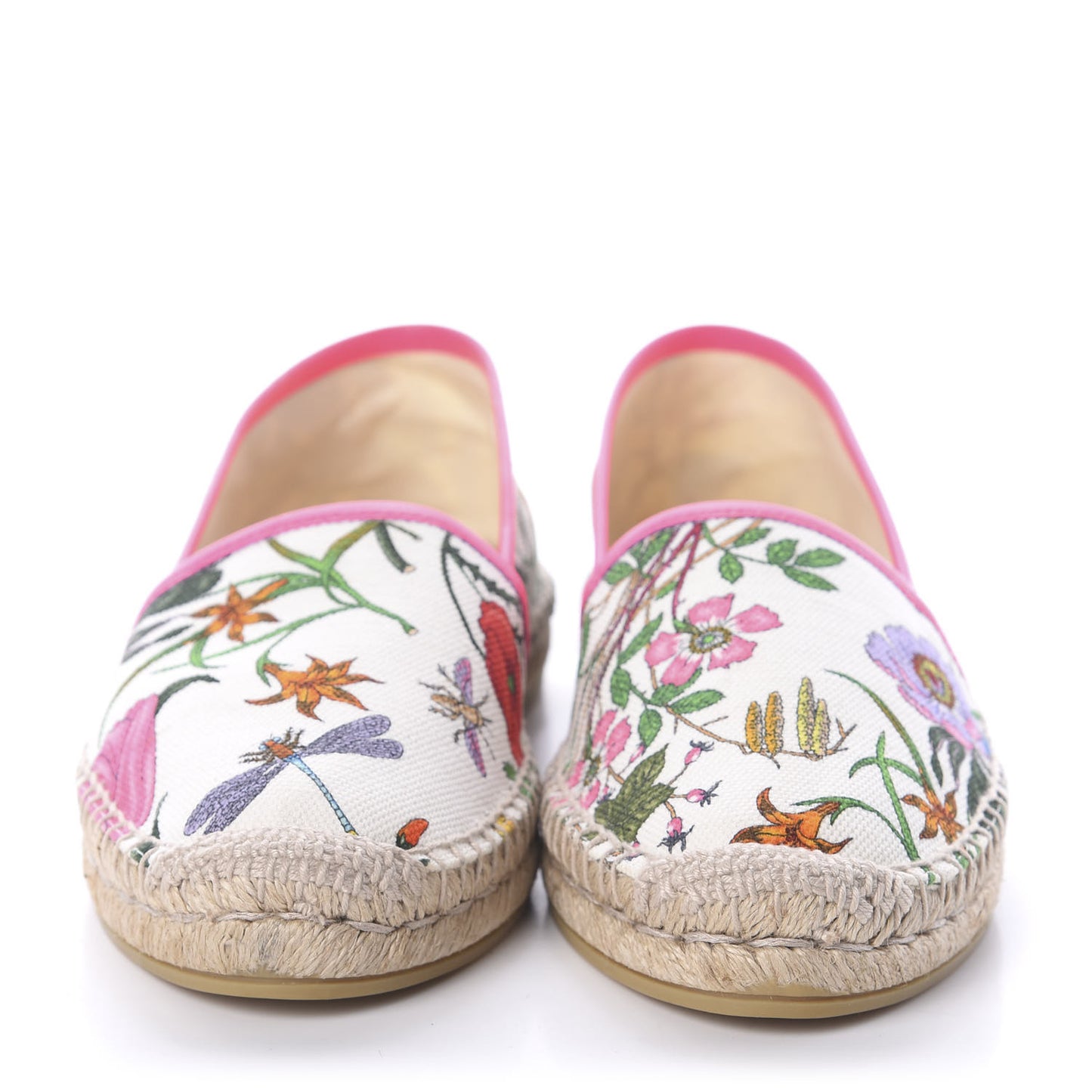Canvas Flora Print Espadrilles 40 White Multicolor Fuxia