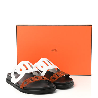 Hermes Suede Goatskin Nappa Extra Sandals 37.5 White Gold 9 of 9