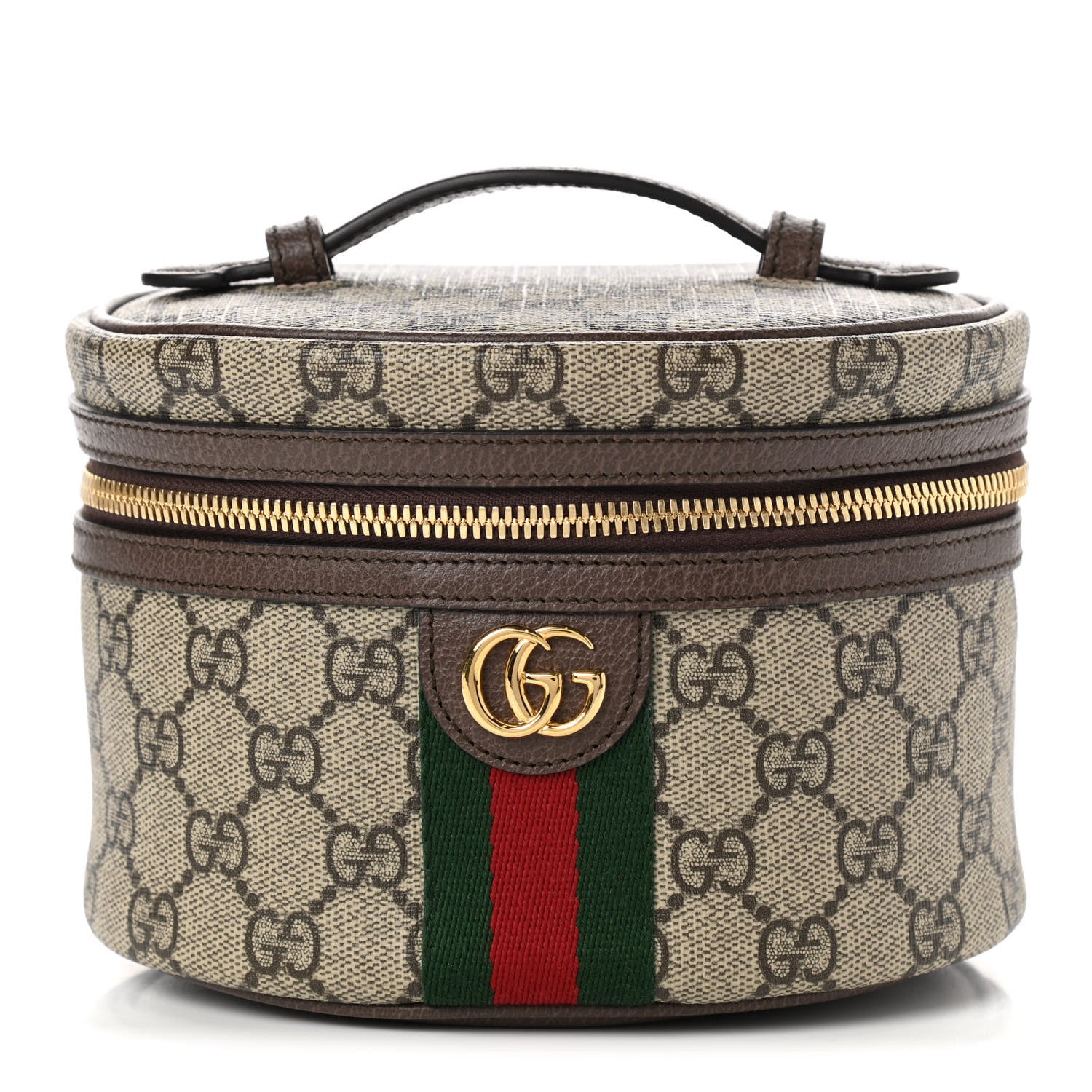 Gucci GG Supreme Monogram Textured Calfskin Web Ophidia Vanity Cosmetic Case Beige Ebony New Acero 1 of 9