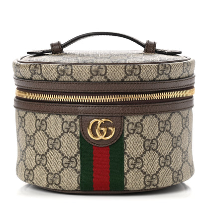 Gucci GG Supreme Monogram Textured Calfskin Web Ophidia Vanity Cosmetic Case Beige Ebony New Acero 1 of 9