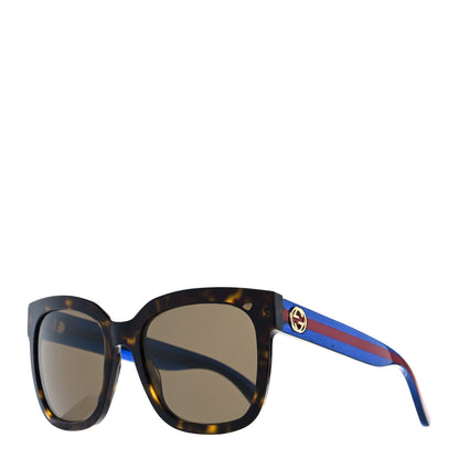 Gucci Square Frame Glitter Sunglasses GG0034SA Tortoise Blue 1 of 8