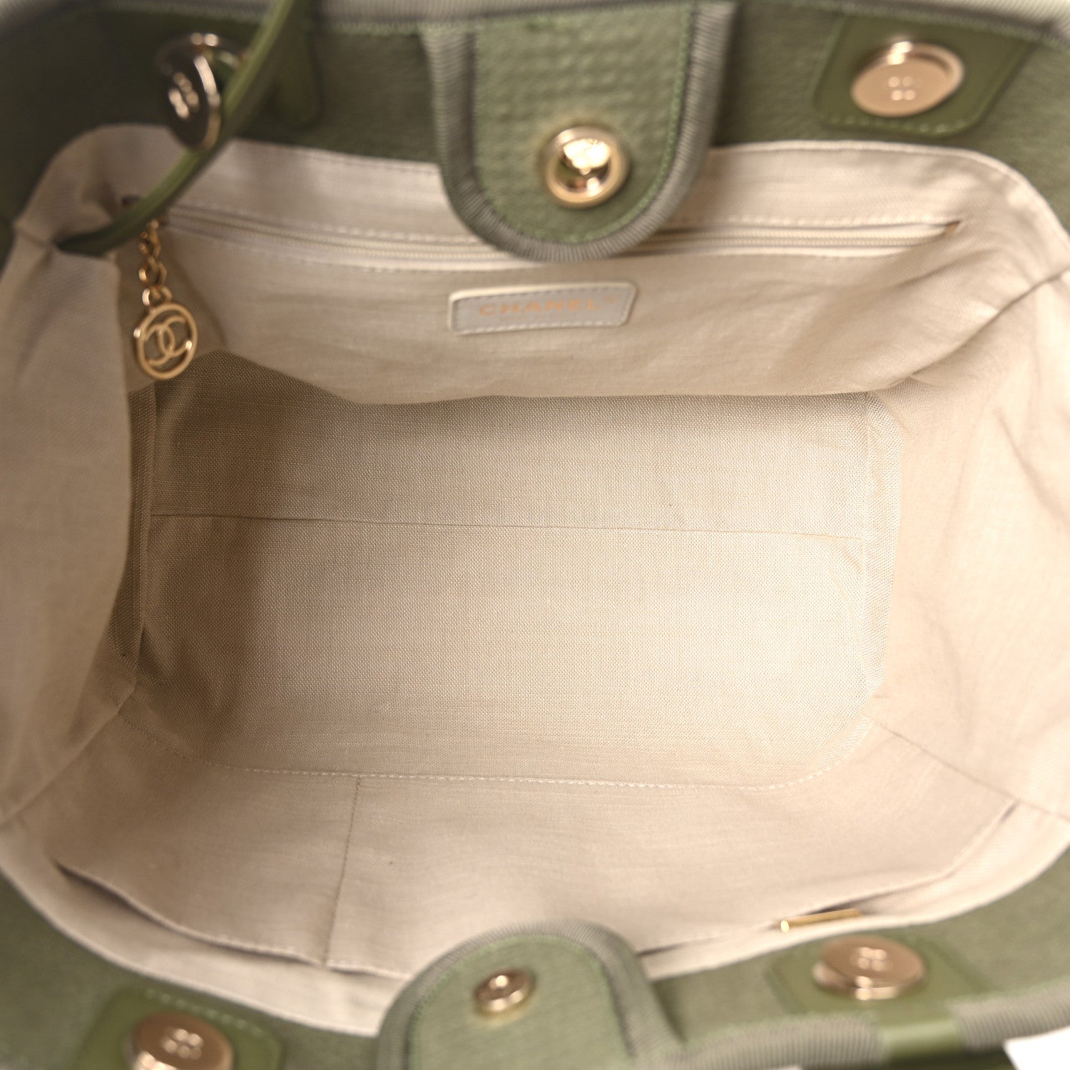 Chanel Mixed Fibers Small Deauville Tote Khaki 5 of 11