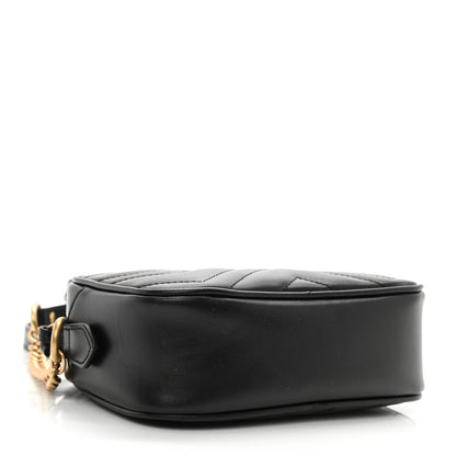 Gucci Calfskin Matelasse Mini GG Marmont Chain Shoulder Bag Black 4 of 9