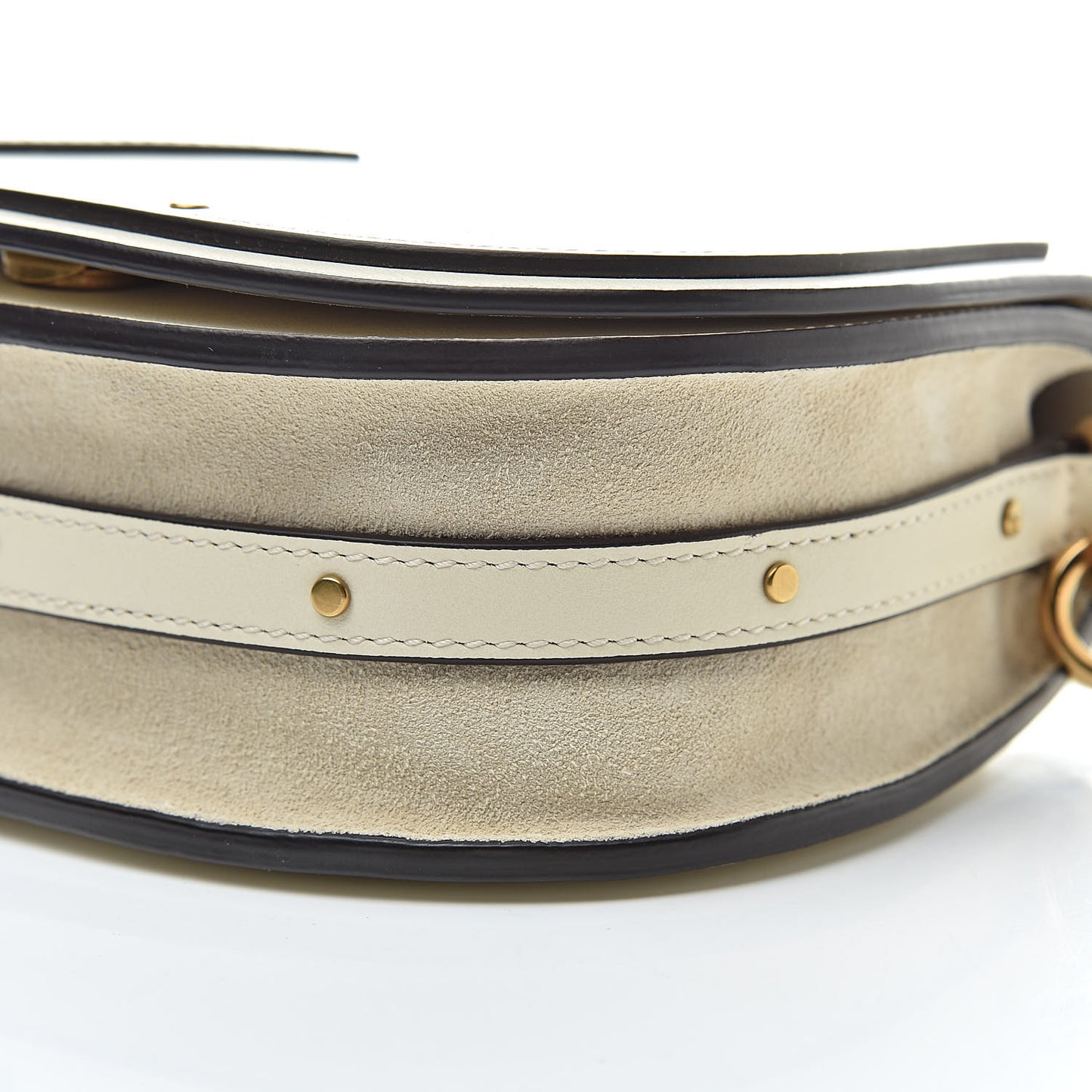 Calfskin Suede Small Nile Bracelet Bag Off White