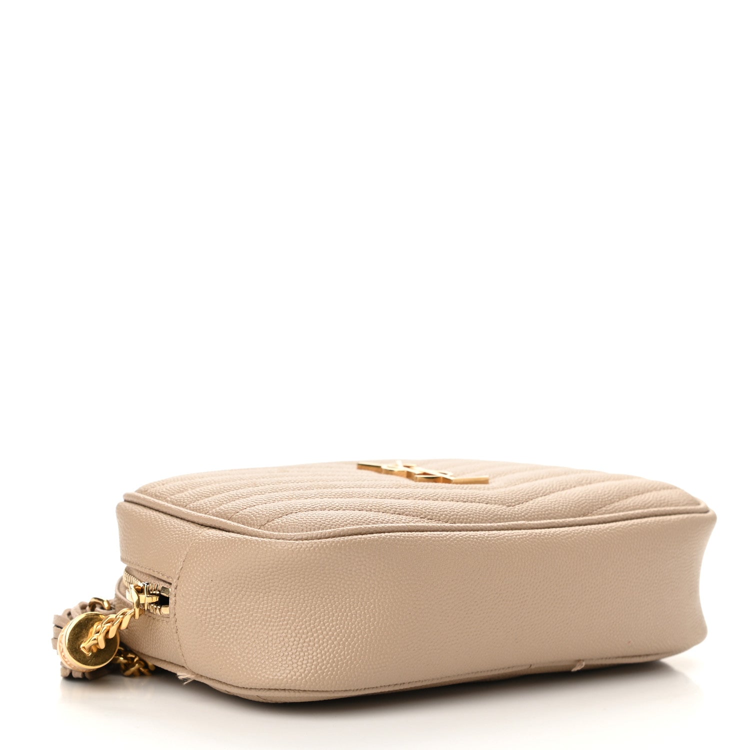 Saint Laurent Grain De Poudre Matelasse Monogram Mini Lou Camera Bag Dark Beige 4 of 13