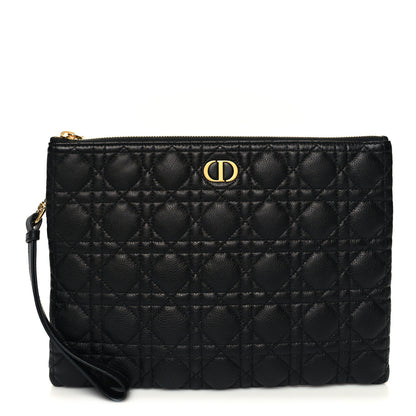 Christian Dior Supple Calfskin Cannage Large Caro Daily Pouch Black 1 of 10