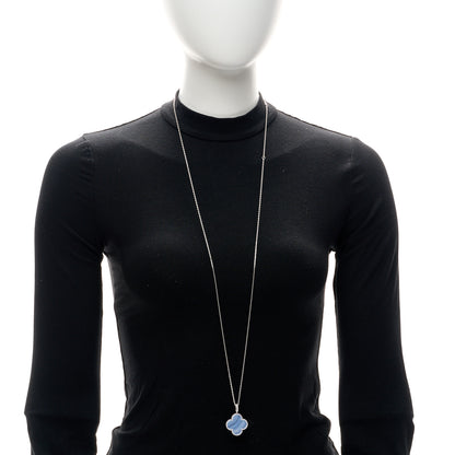 Van Cleef & Arpels 18K White Gold Chalcedony Magic Alhambra Pendant Long Necklace 2 of 6