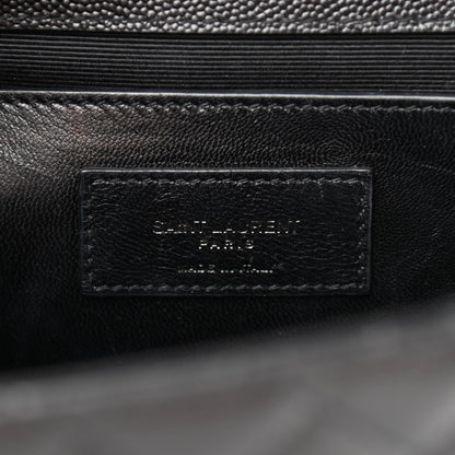 Saint Laurent Grain De Poudre Textured Mixed Matelasse Triquilt Medium Monogram Satchel Black 7 of 12