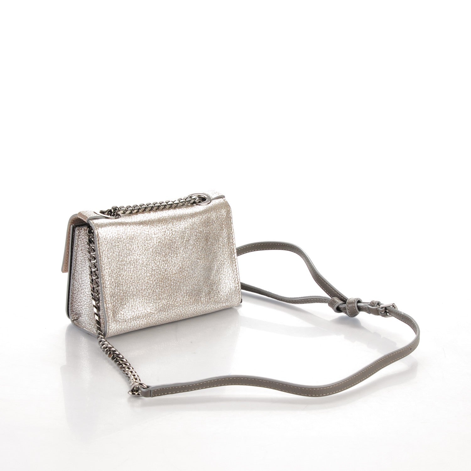 Jimmy Choo Metallic Grainy Goatskin Mini Rebel Crossbody Platinum 3 of 6