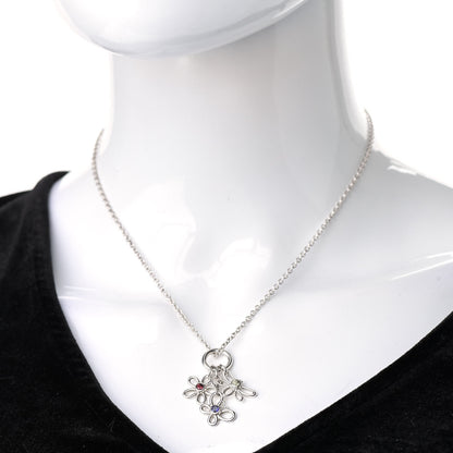 Tiffany Sterling Silver Peridot Iolite Garnet Butterfly Flower Dragonfly Pendant Necklace 2 of 6