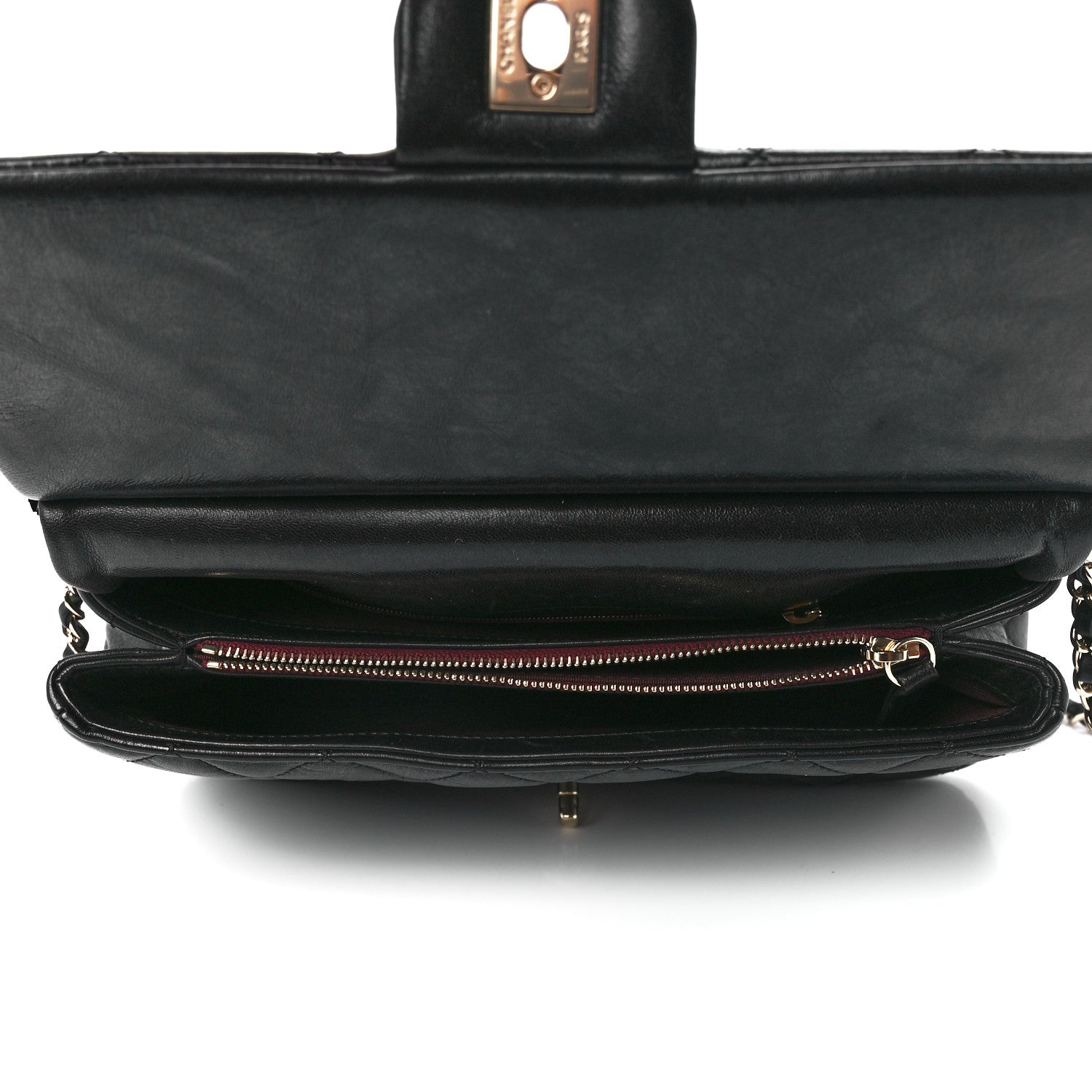 Chanel Lambskin Snakeskin Quilted Frame Flap Black 5 of 13