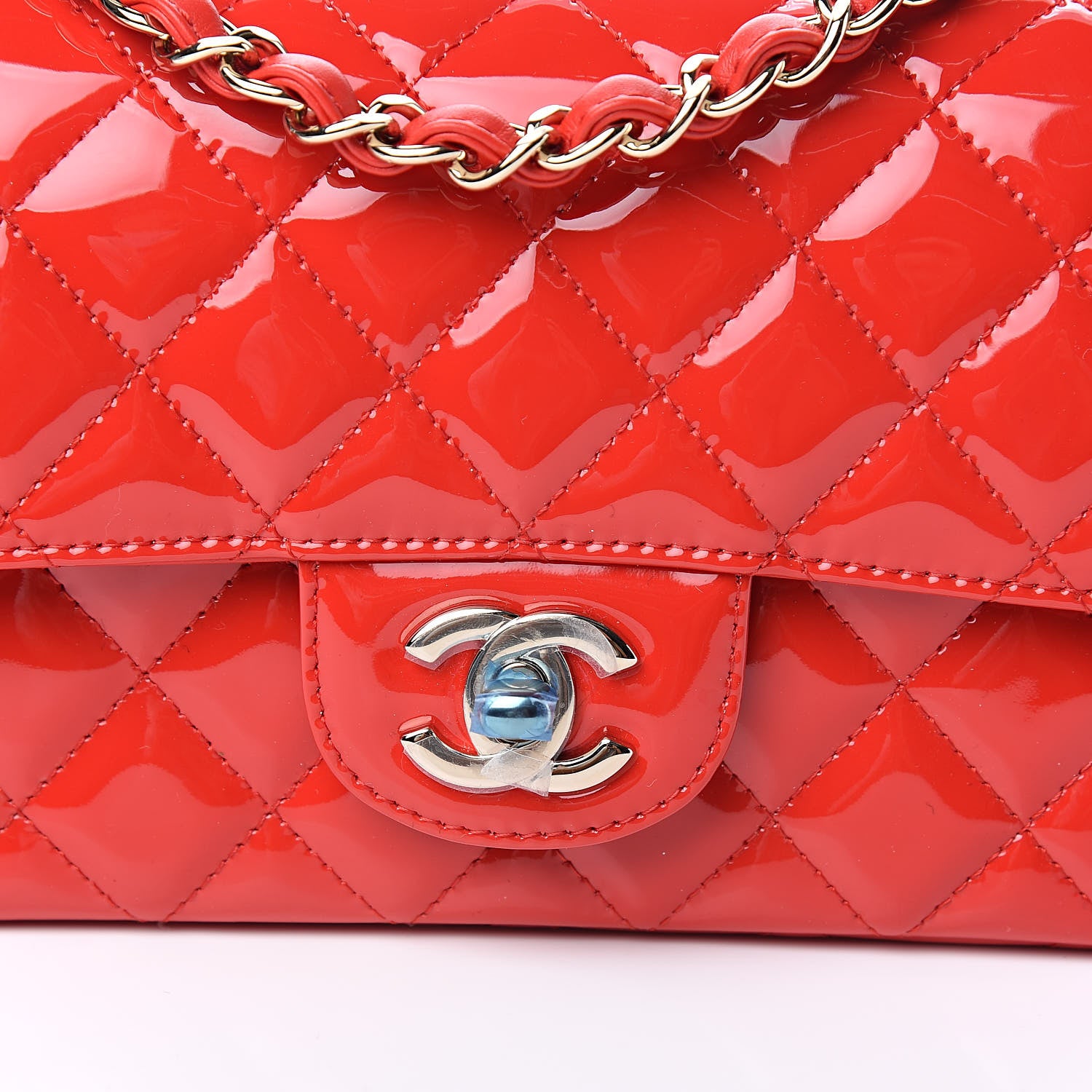 Chanel Patent Calfskin Quilted Mini Rectangular Flap Red 10 of 11