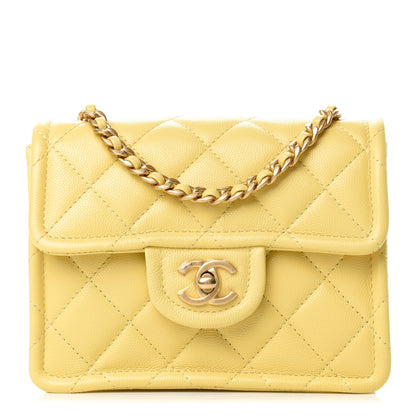 Chanel Caviar Quilted Mini Sweet Classic Flap Yellow 1 of 10