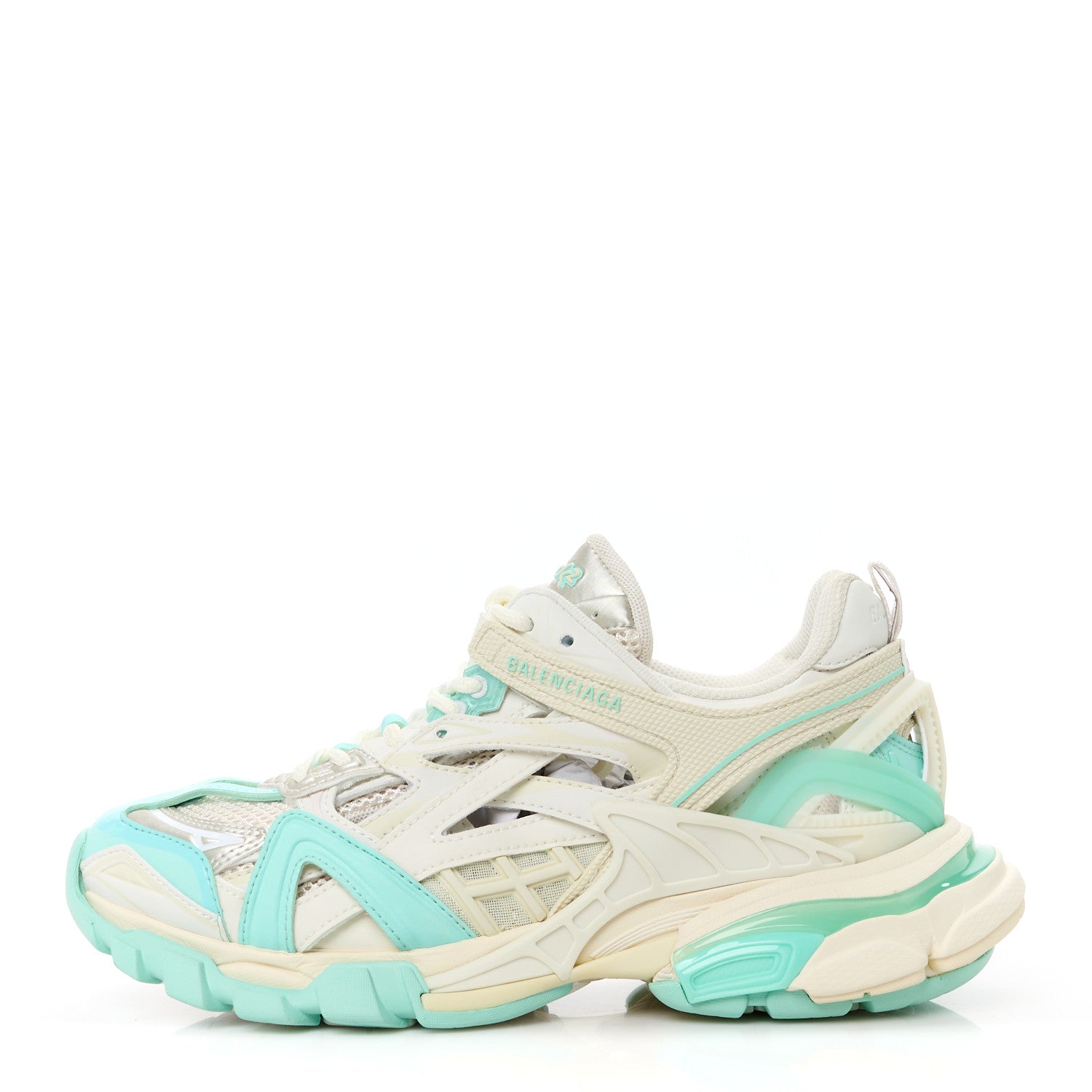 Balenciaga Rubber Mesh Tri-Color Womens Track.2 Open Sneakers 37 Mint Light Beige Grey 1 of 9
