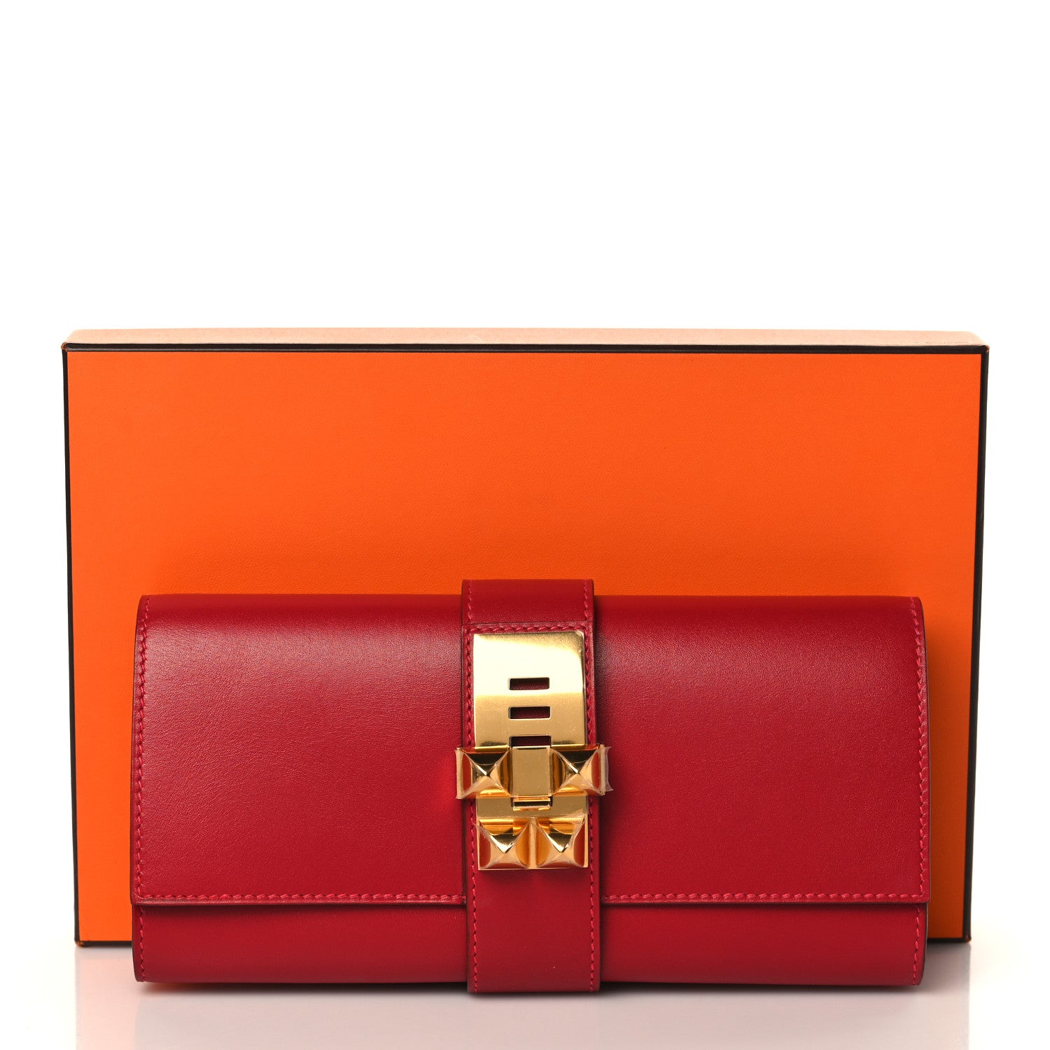 Hermes Tadelakt Medor 23 Clutch Rouge Vif 8 of 8
