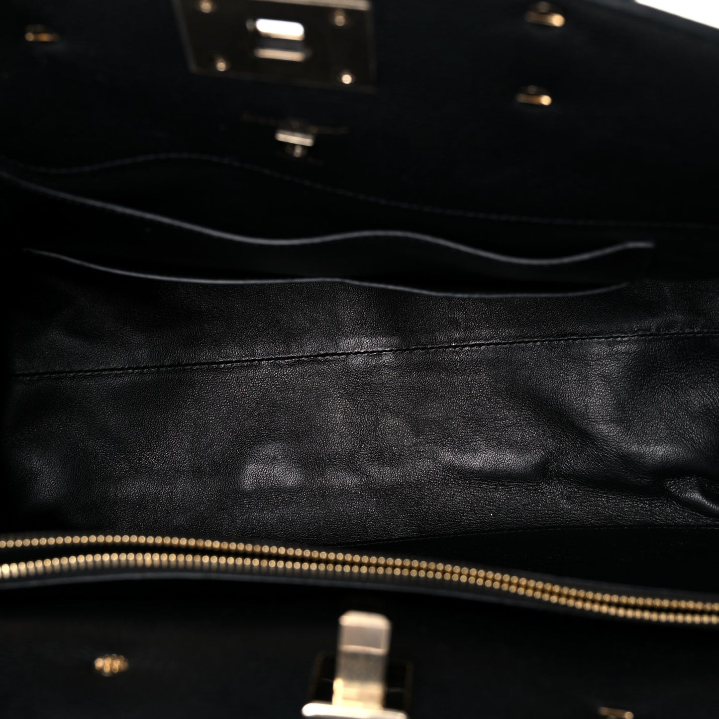 Hammered Calfskin Medium Studio Bag Black