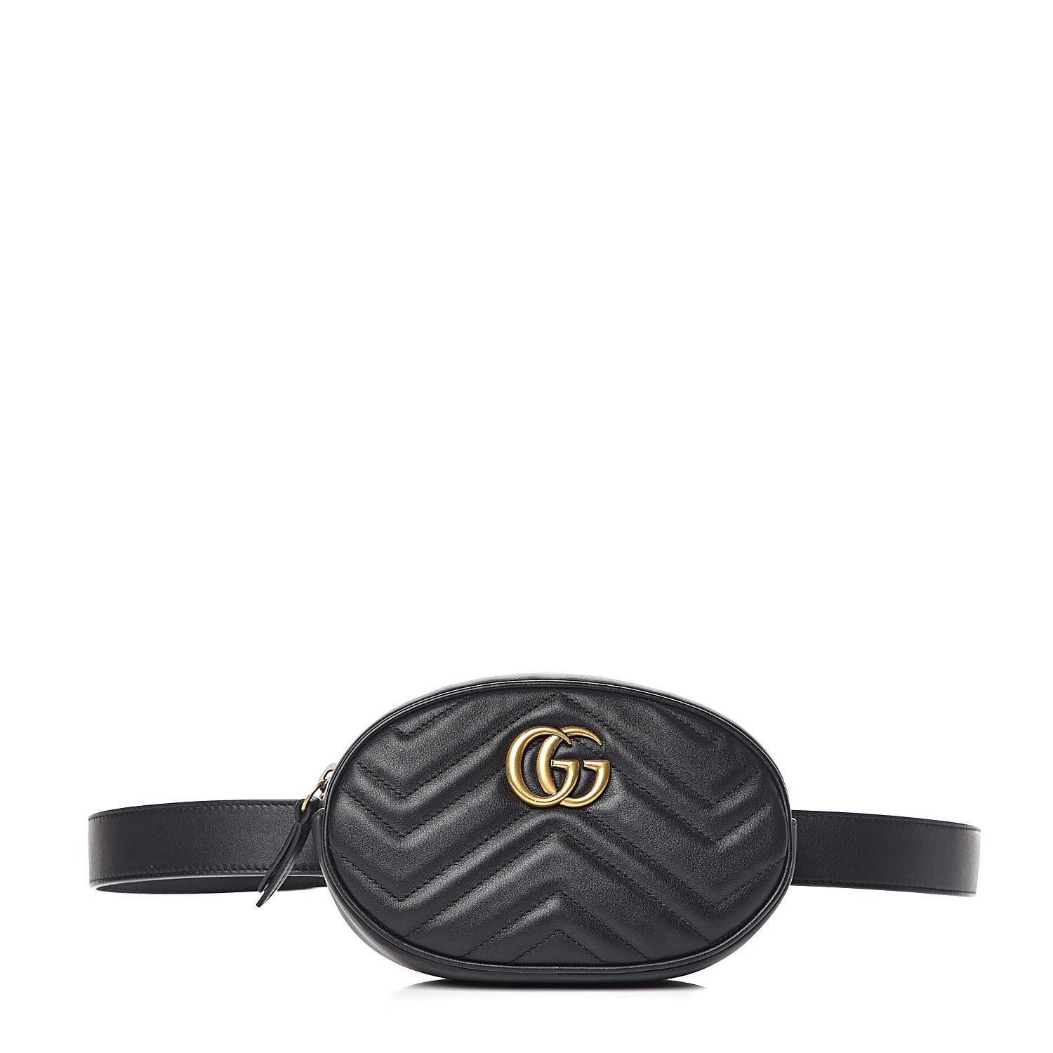 Gucci Calfskin Matelasse GG Marmont Belt Bag 95 38 Black 1 of 10
