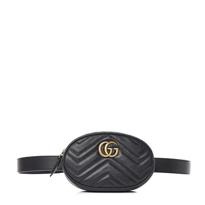 Gucci Calfskin Matelasse GG Marmont Belt Bag 95 38 Black 1 of 10