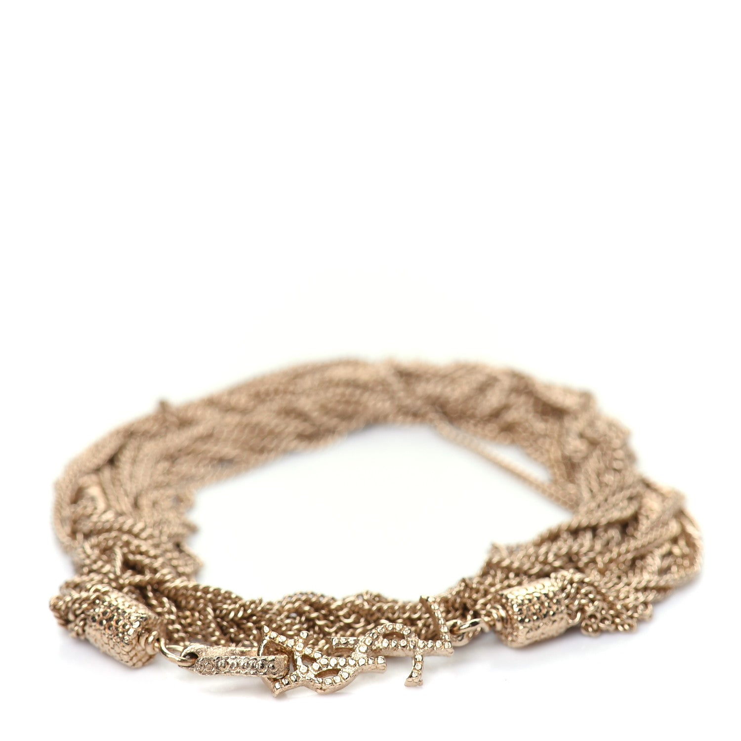 Saint Laurent Lou Lou Twisted Chains Bracelet Gold 1 of 3