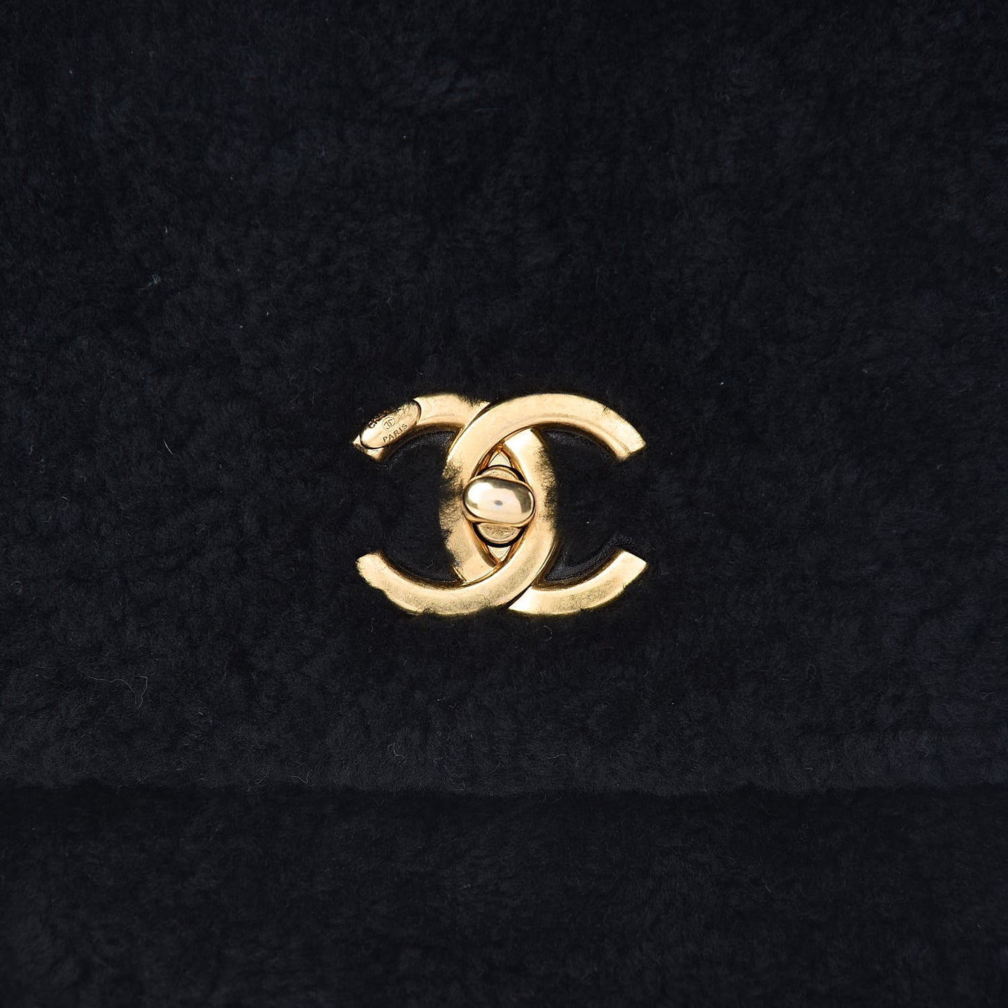 Shearling Lambskin Medium Coco Handle Flap Black