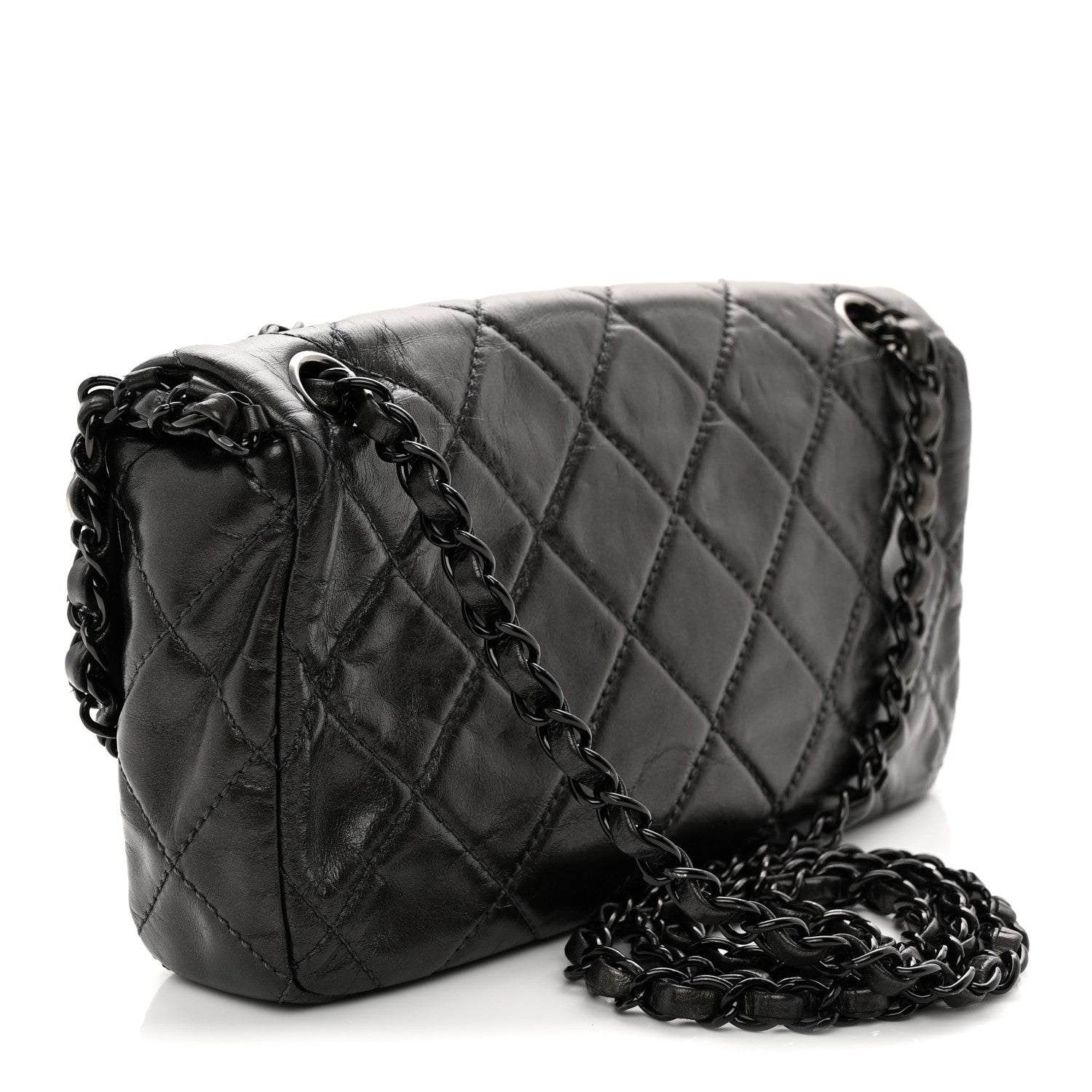Chanel Metallic Calfskin Quilted Chain All Over Flap Bag Grey 3 of 10