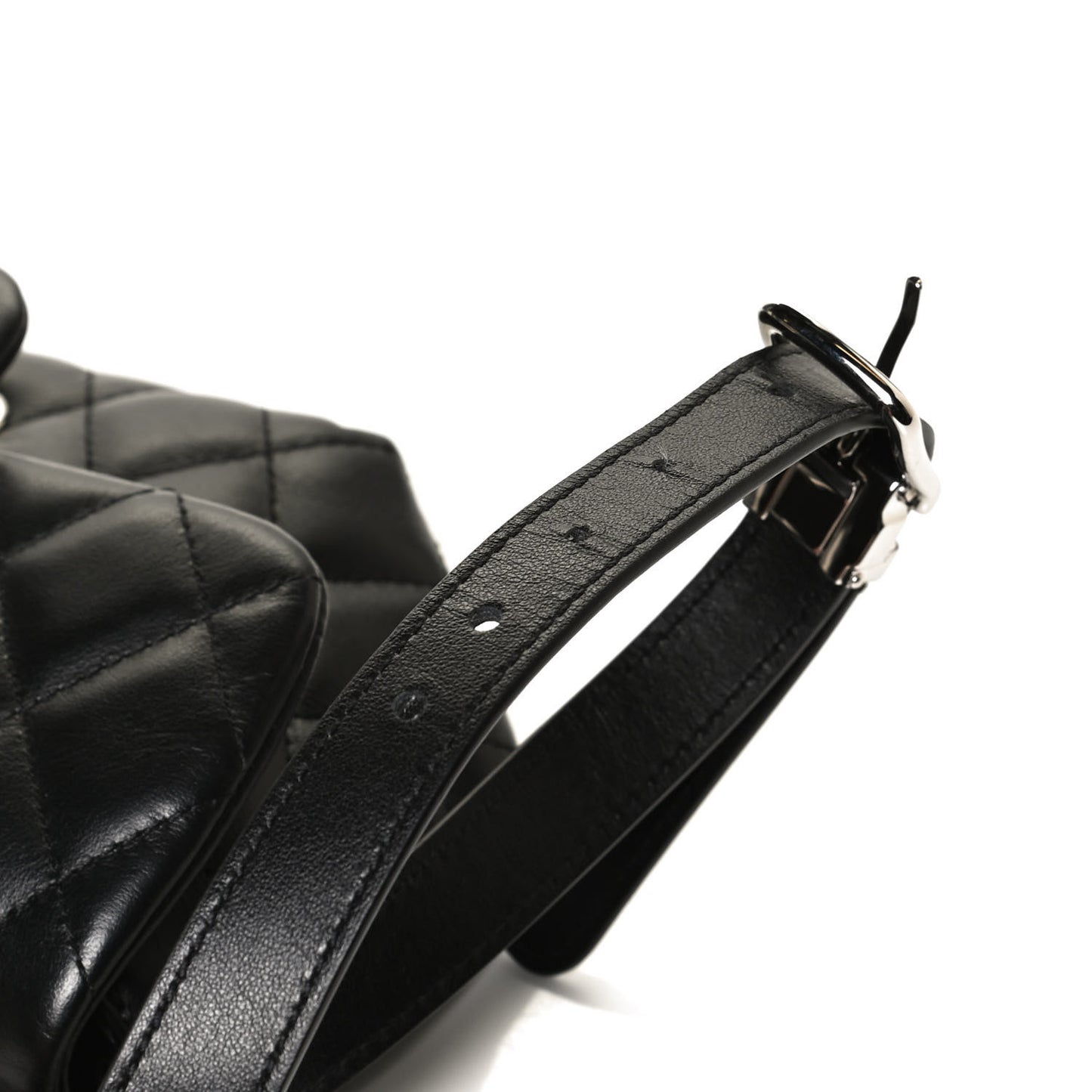 Calfskin Quilted CC Uniform Flap Belt Bag Black