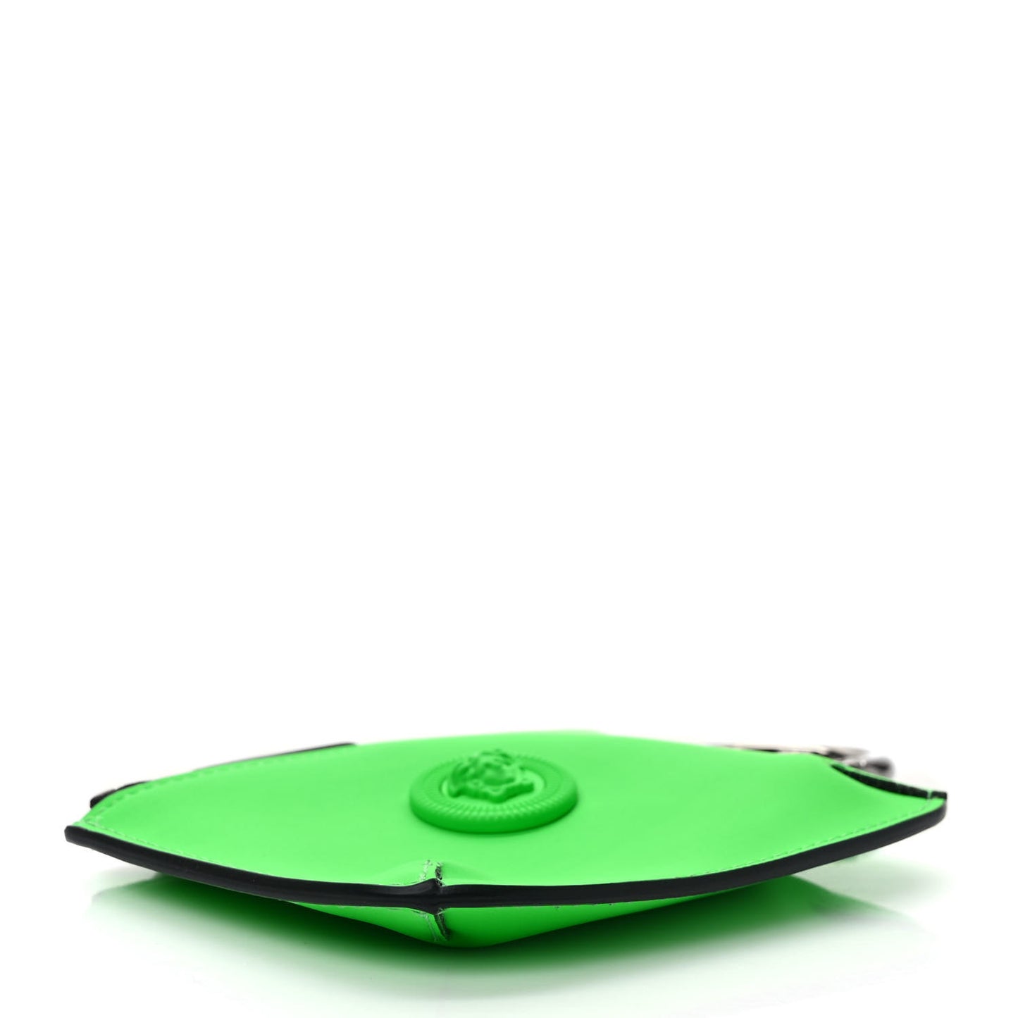 Rubber Calfskin Medusa Key Pouch Neon Green