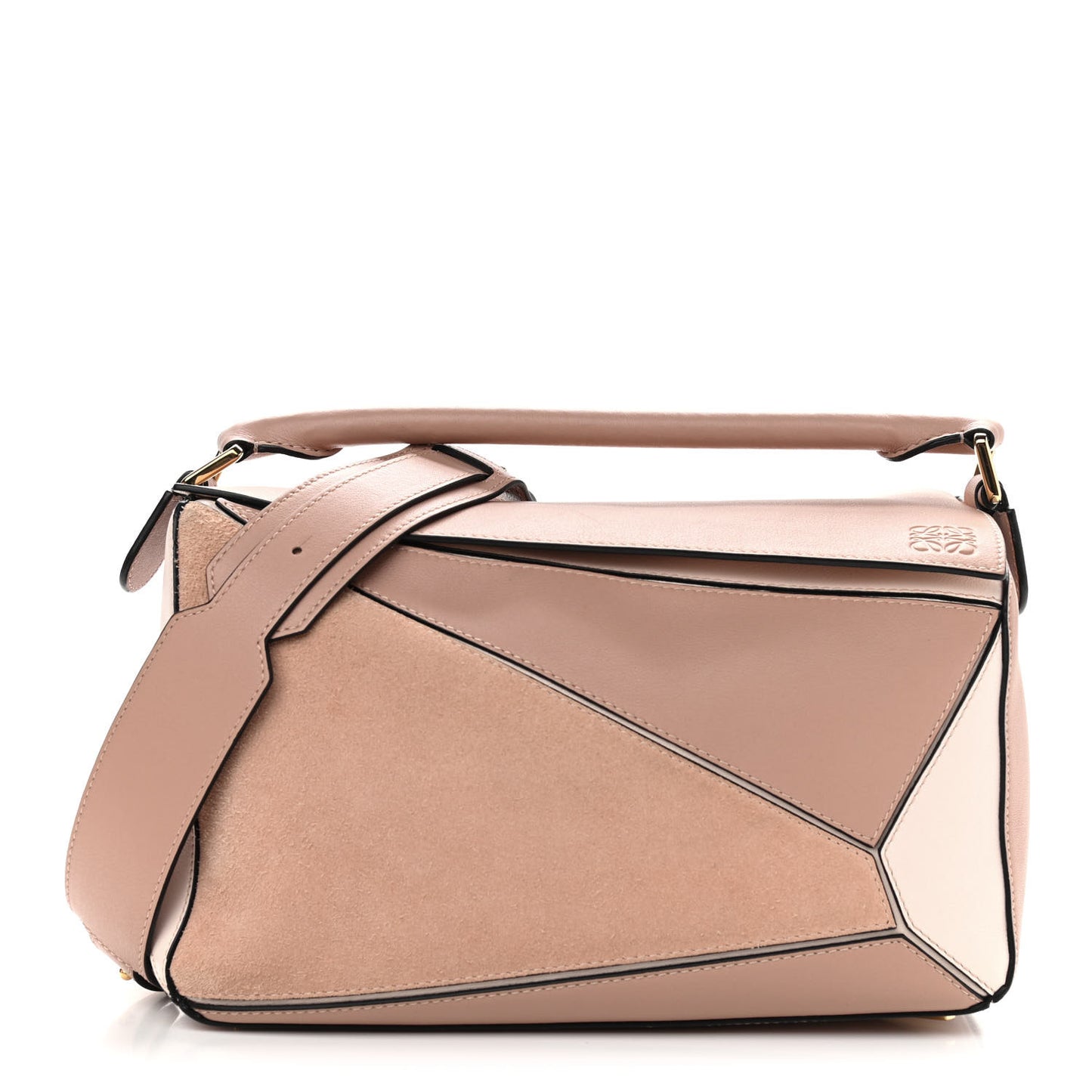 Calfskin Suede Medium Puzzle Bag Blush