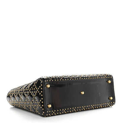 Christian Dior Patent Cannage Studded Large Lady Dior Black 4 of 10