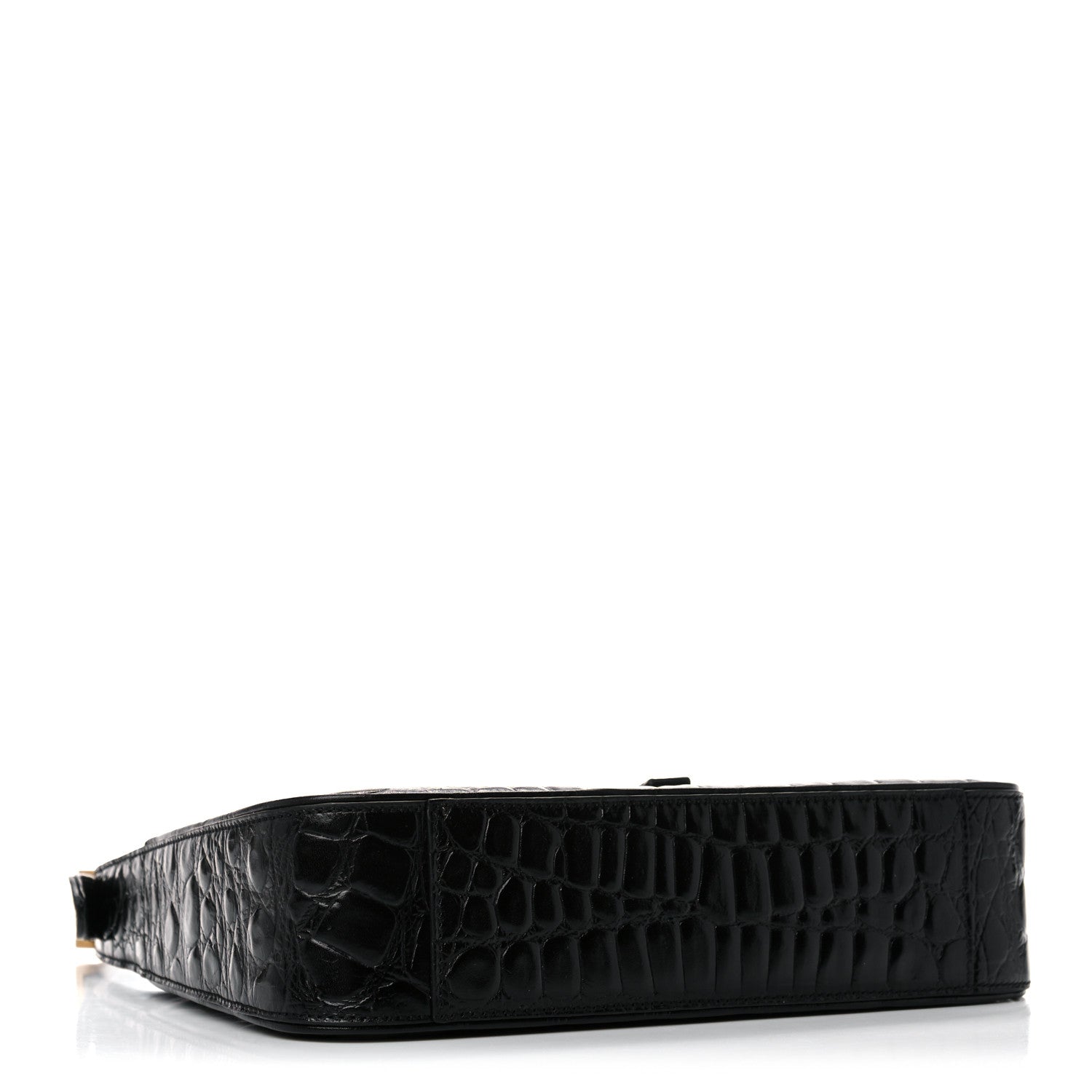 Saint Laurent Calfskin Crocodile Embossed Le 5 A 7 Hobo Black 3 of 9