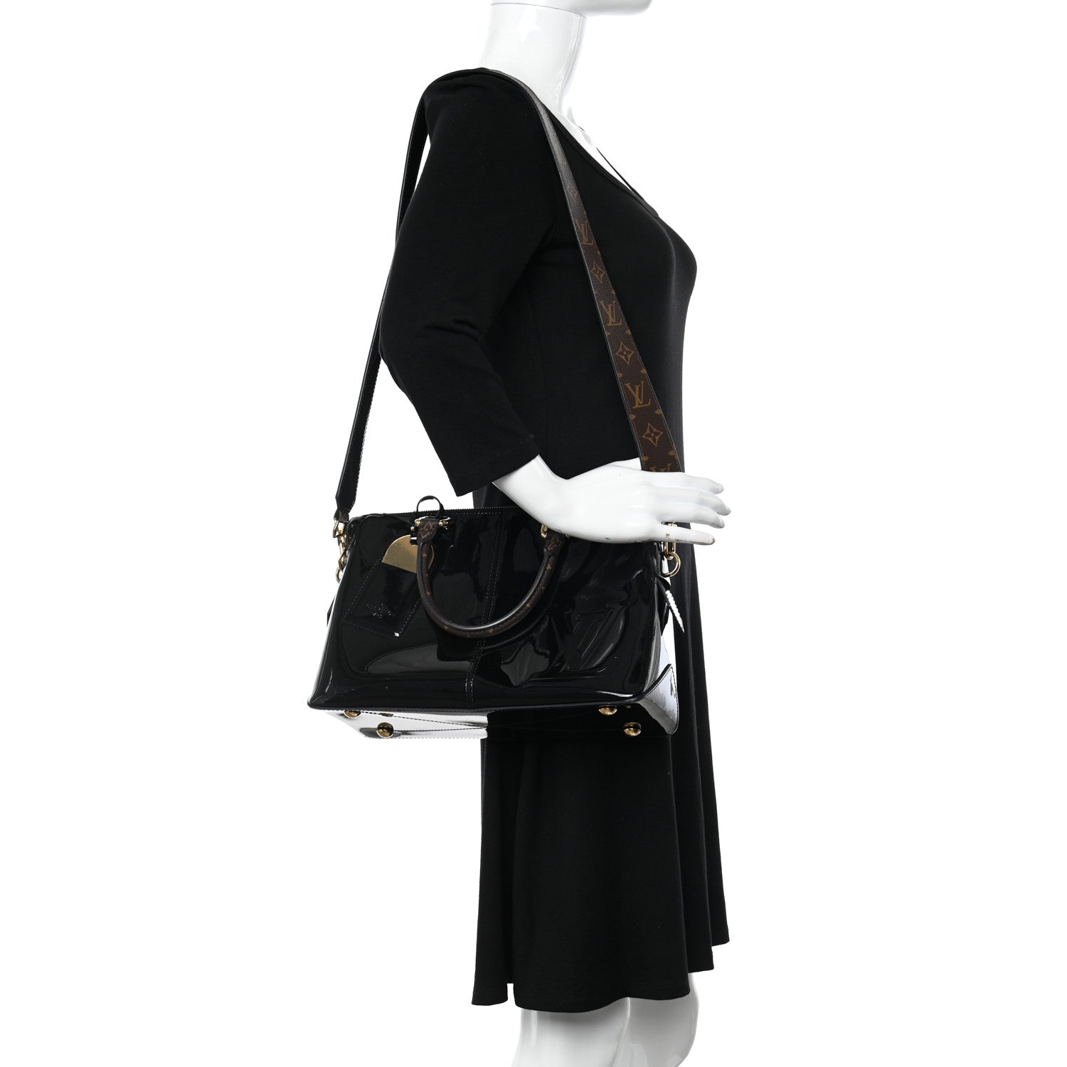 Louis Vuitton Patent Calfskin Miroir Tote Black 2 of 10