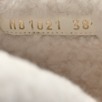 Christian Dior Shearling Canvas Embroidered Dway 10mm Slide Sandals 38 White Pink 6 of 8